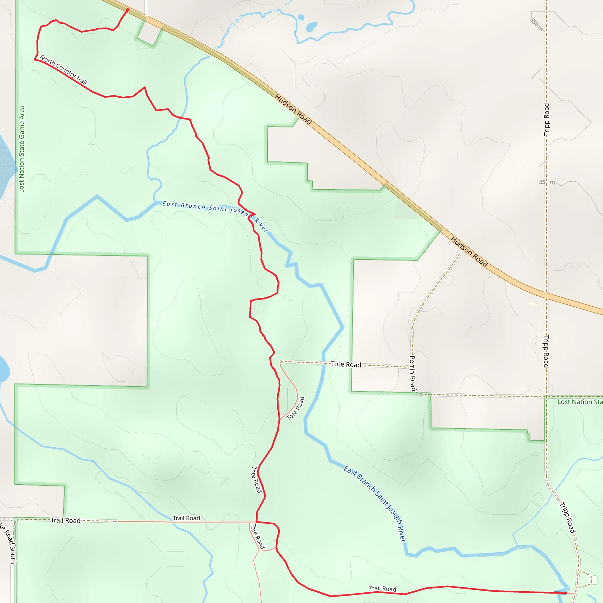 North Country Trail and Trail Road mobile static map