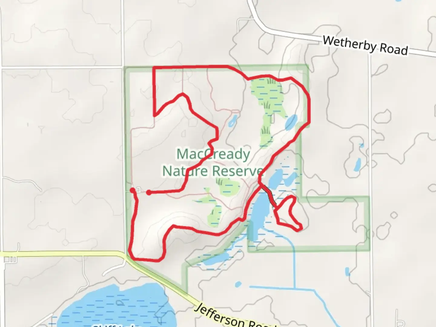 An image depicting the trail Red Access and Blue Access Loop and its surrounding area.