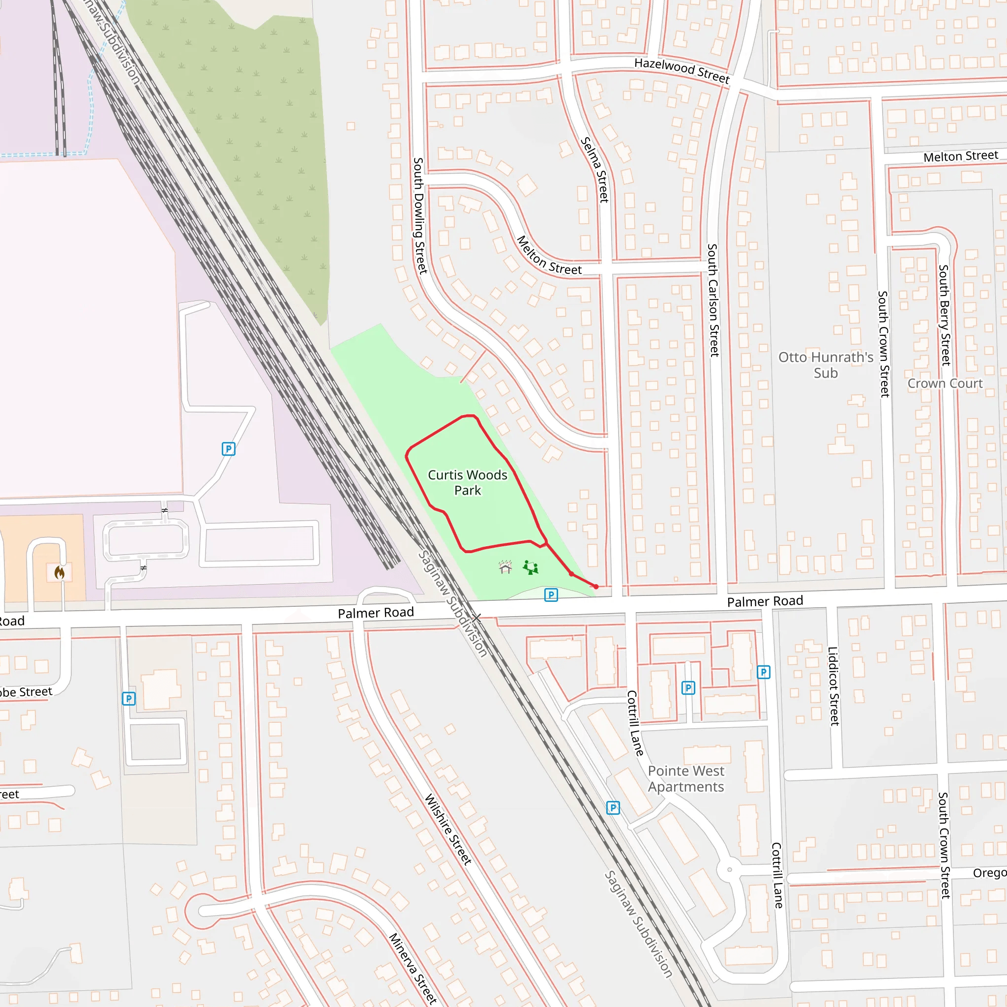 Curtis Woods Park Loop mobile static map