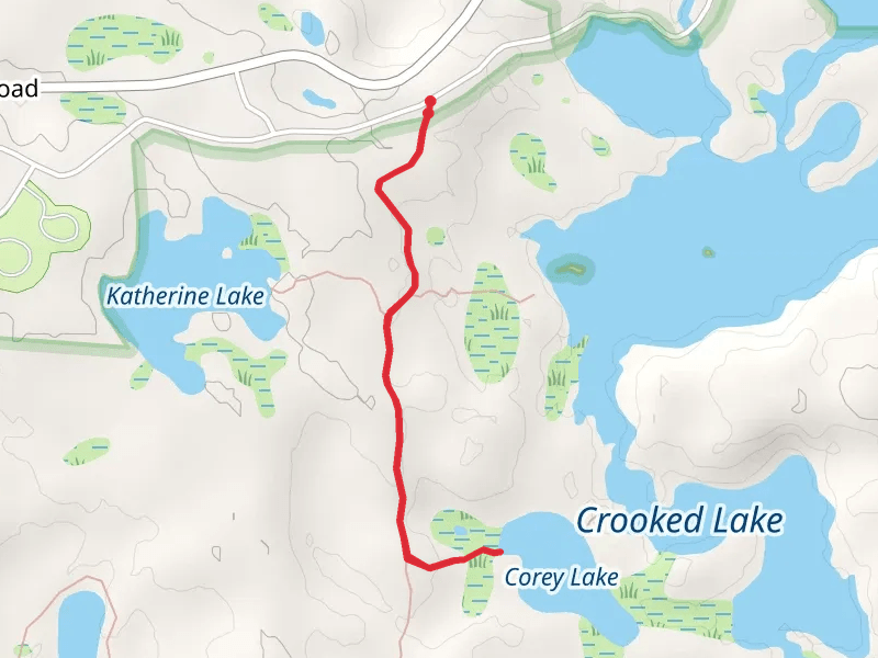 Corey Lake via Thompson Lodge Trail mobile static map