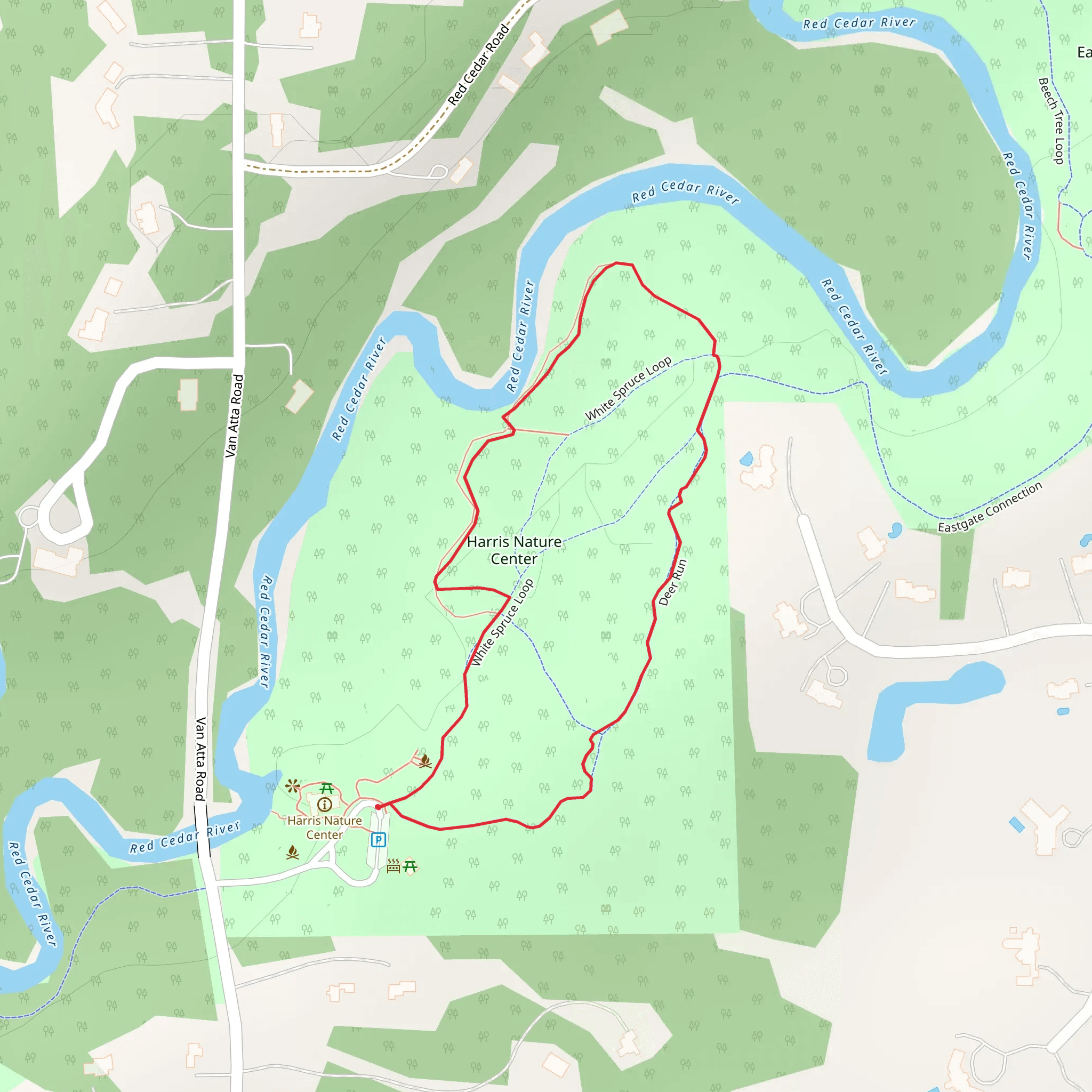 Harris Nature Center Loop mobile static map