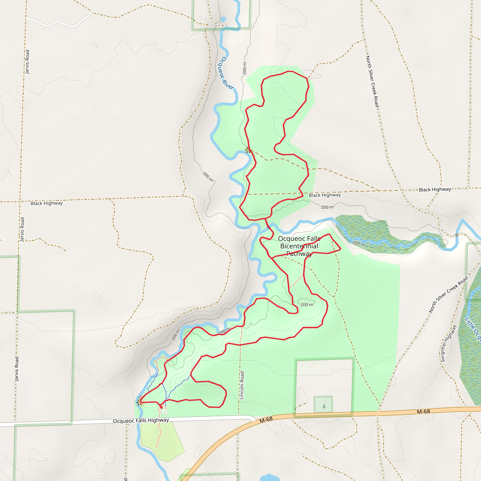 Ocqueoc Falls Bicentennial Pathway Loop mobile static map