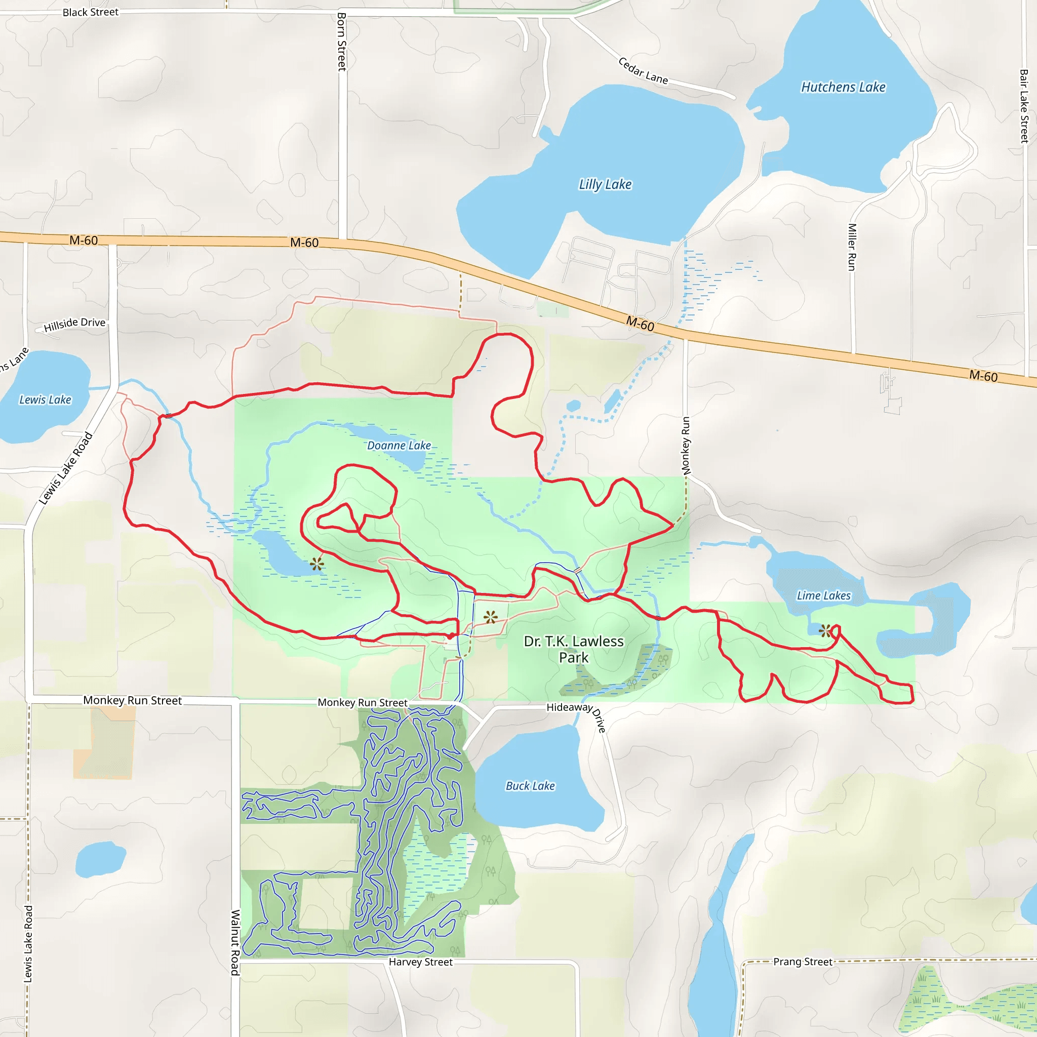 Hogback, Doanne Lake and Lime Lakes Loop mobile static map