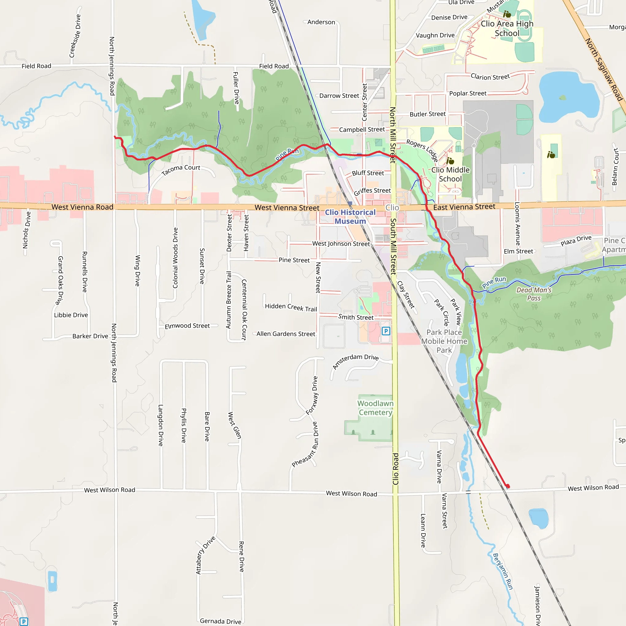 Pine Run - Trolley Line Trail mobile static map