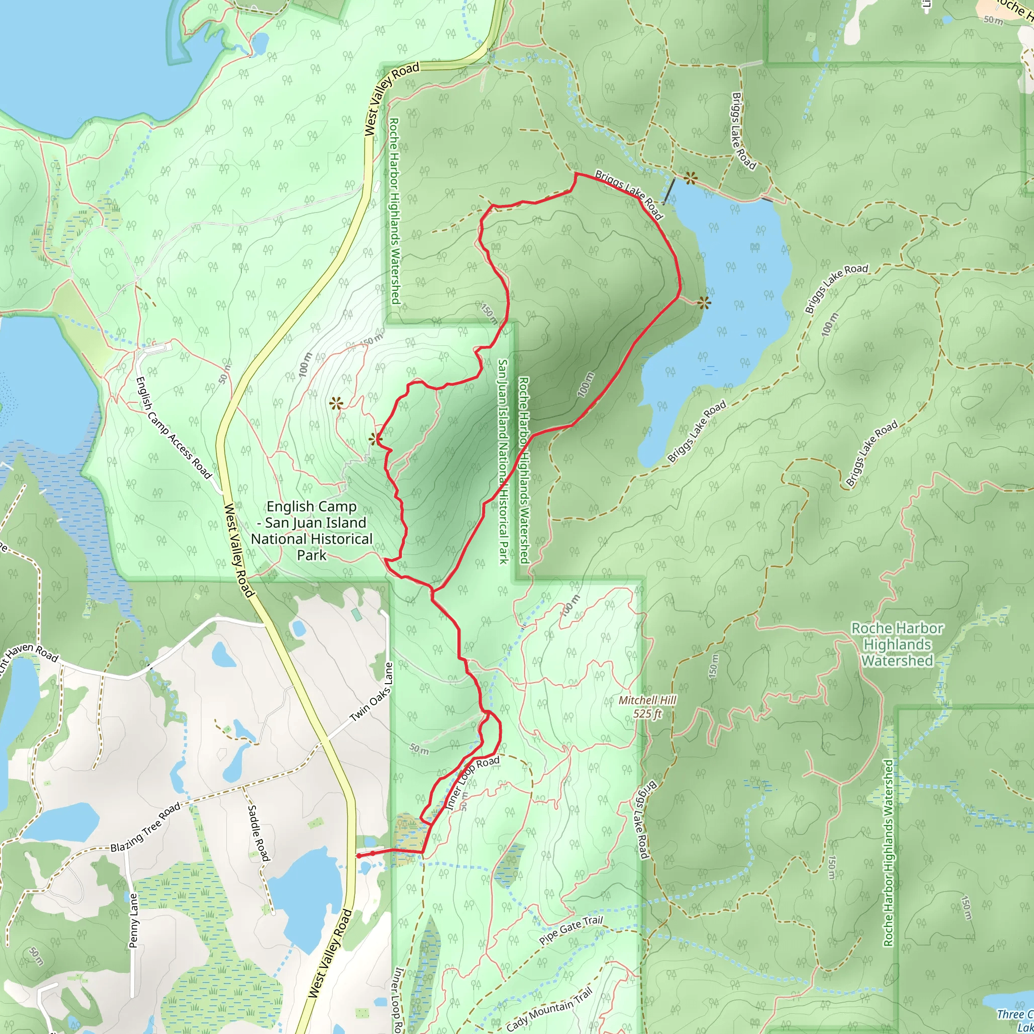 Mount Young and Briggs Lake Loop mobile static map