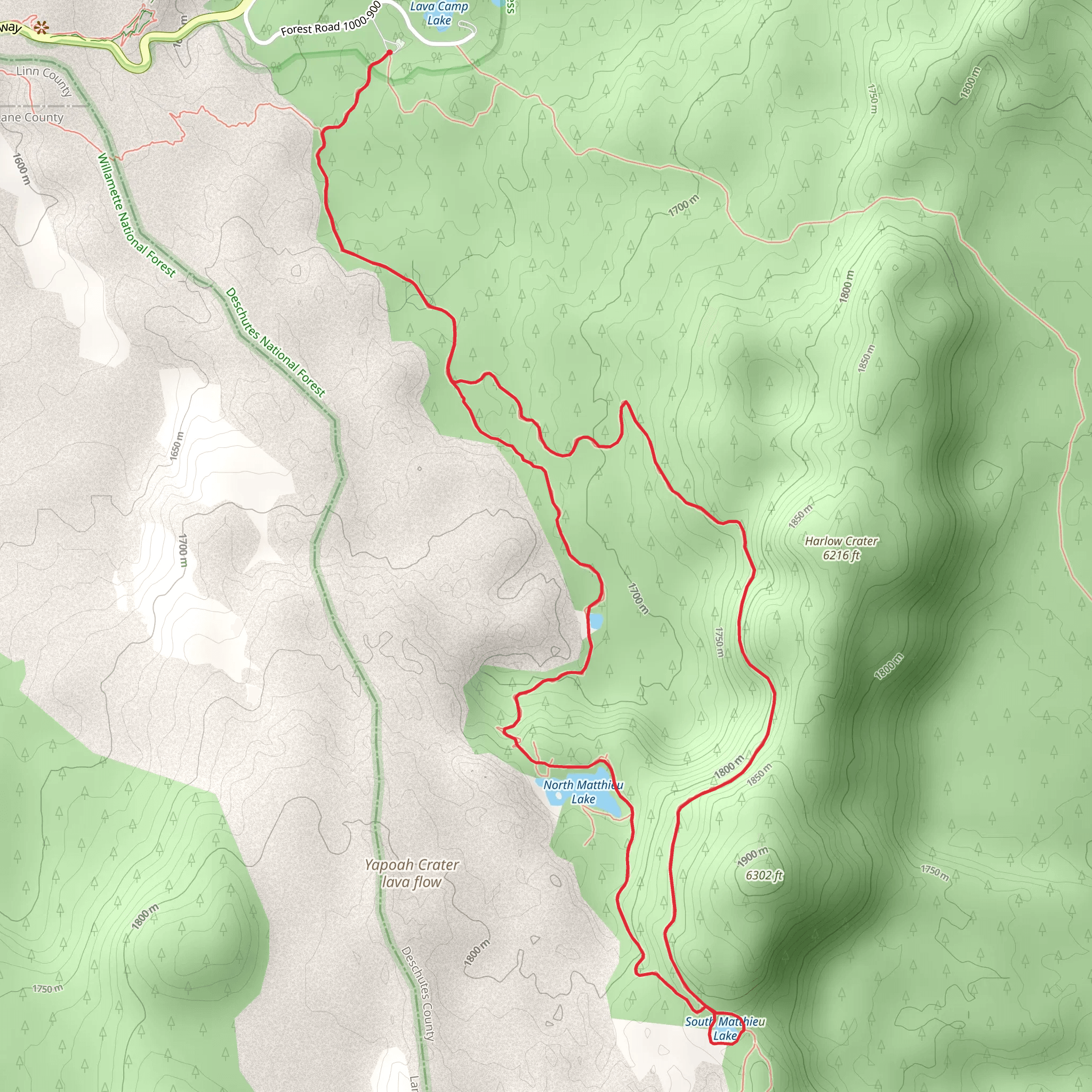North Matthieu Lake Trail and PCT Loop mobile static map