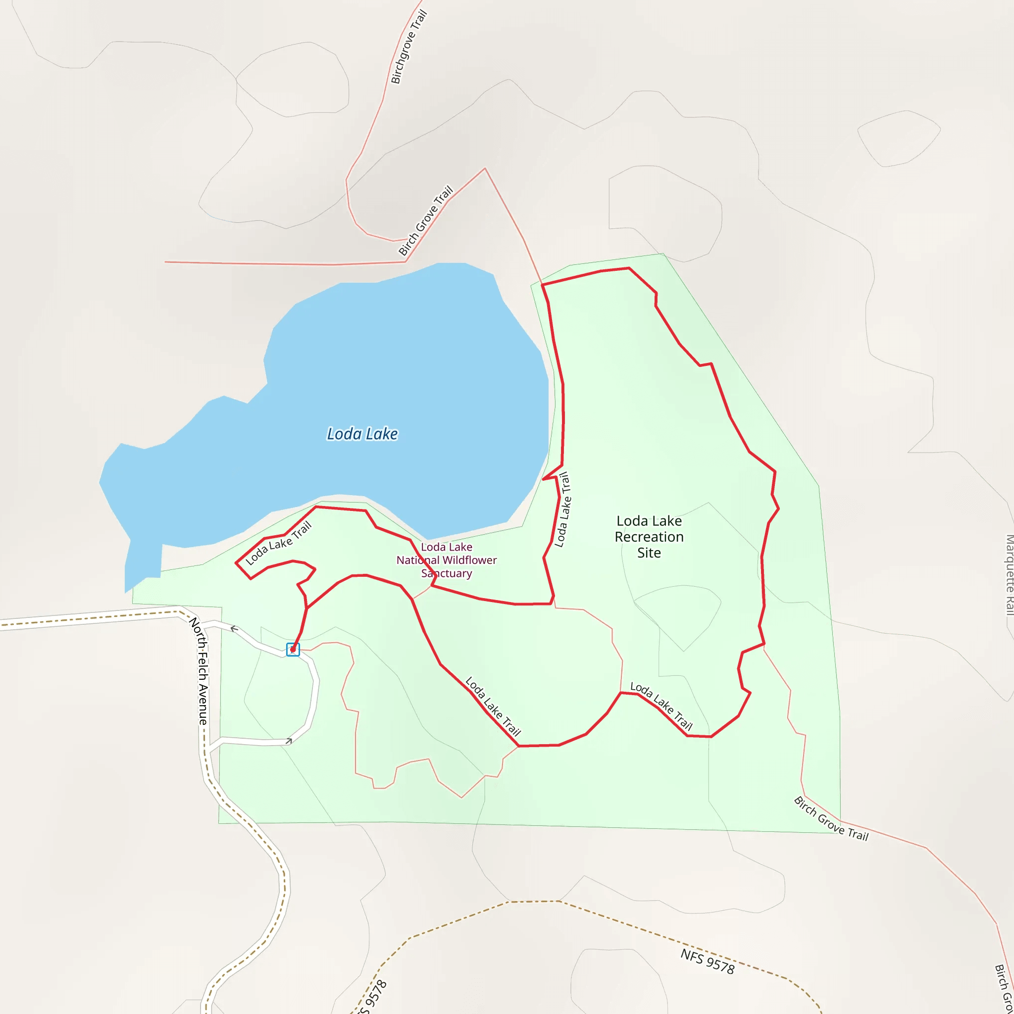 Loda Lake Loop Trail mobile static map