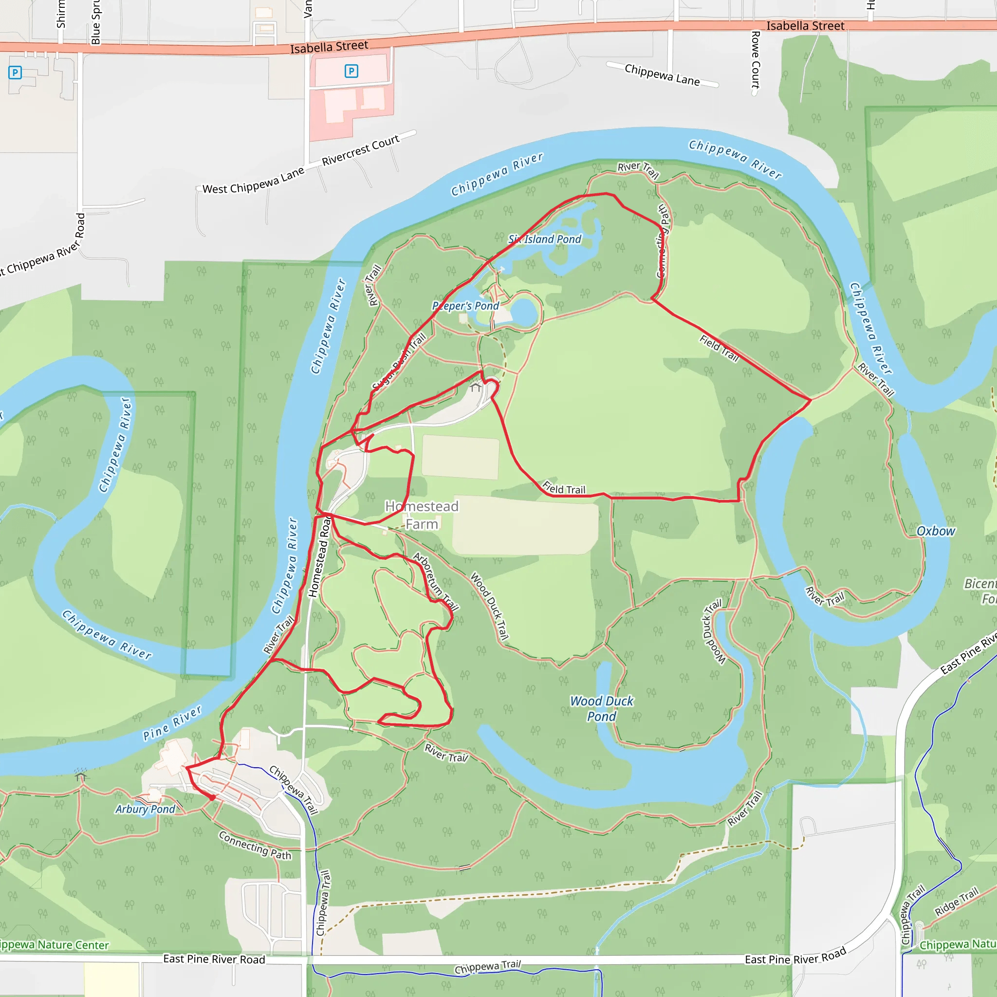 Chippewa River Loop Teail mobile static map