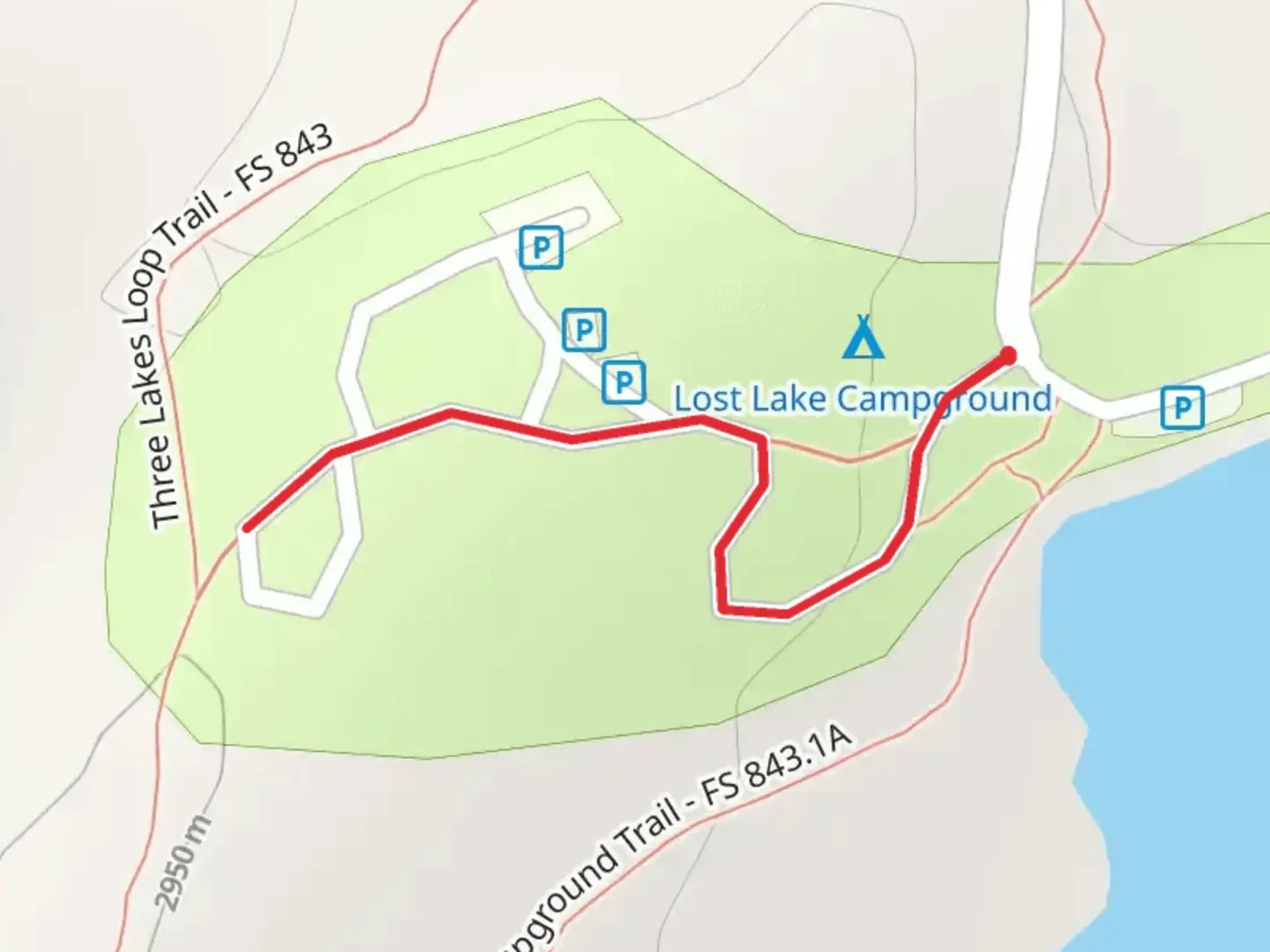 An image depicting the trail Lost Lake Campground Trail and its surrounding area.