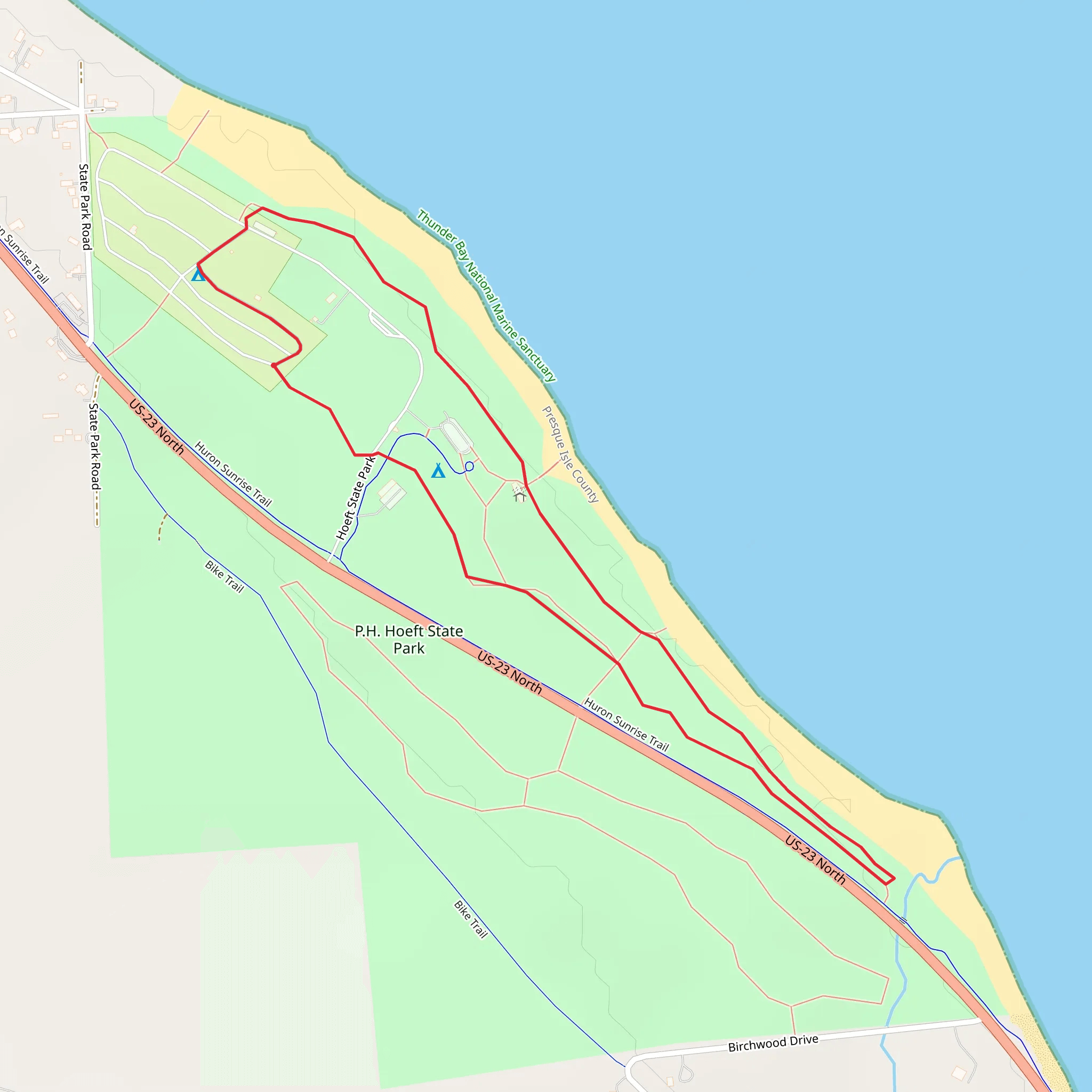 Hoeft State Park Loop mobile static map