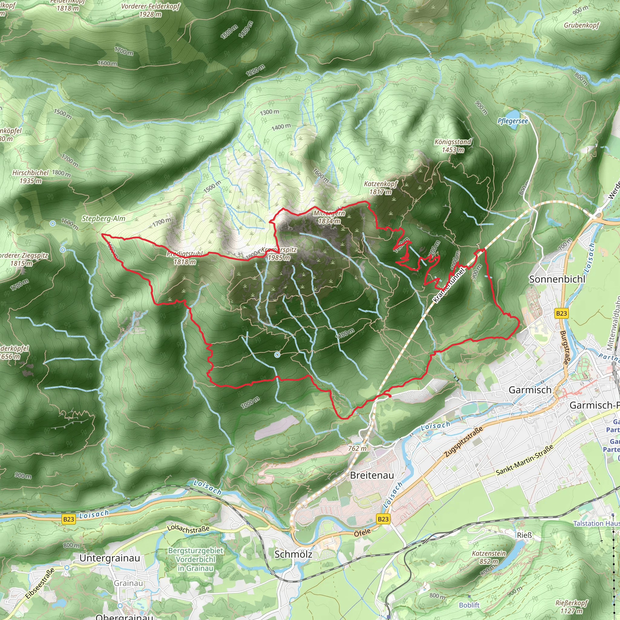 Mittergern and Predigtstuhl Loop mobile static map