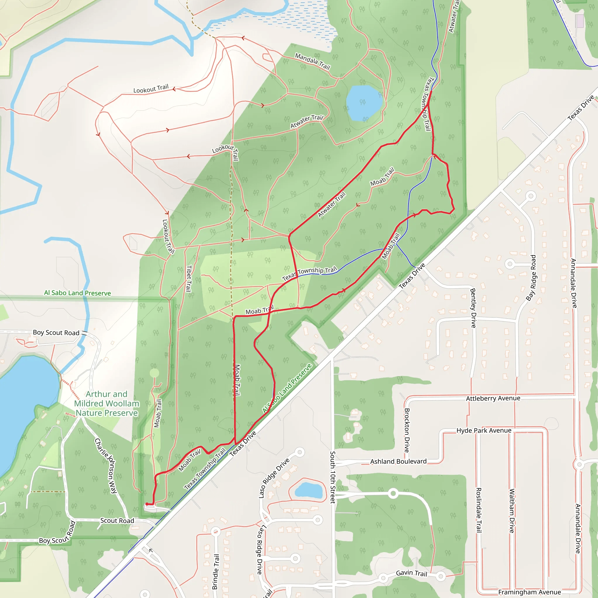 Atwater and Moab Loop Trail mobile static map