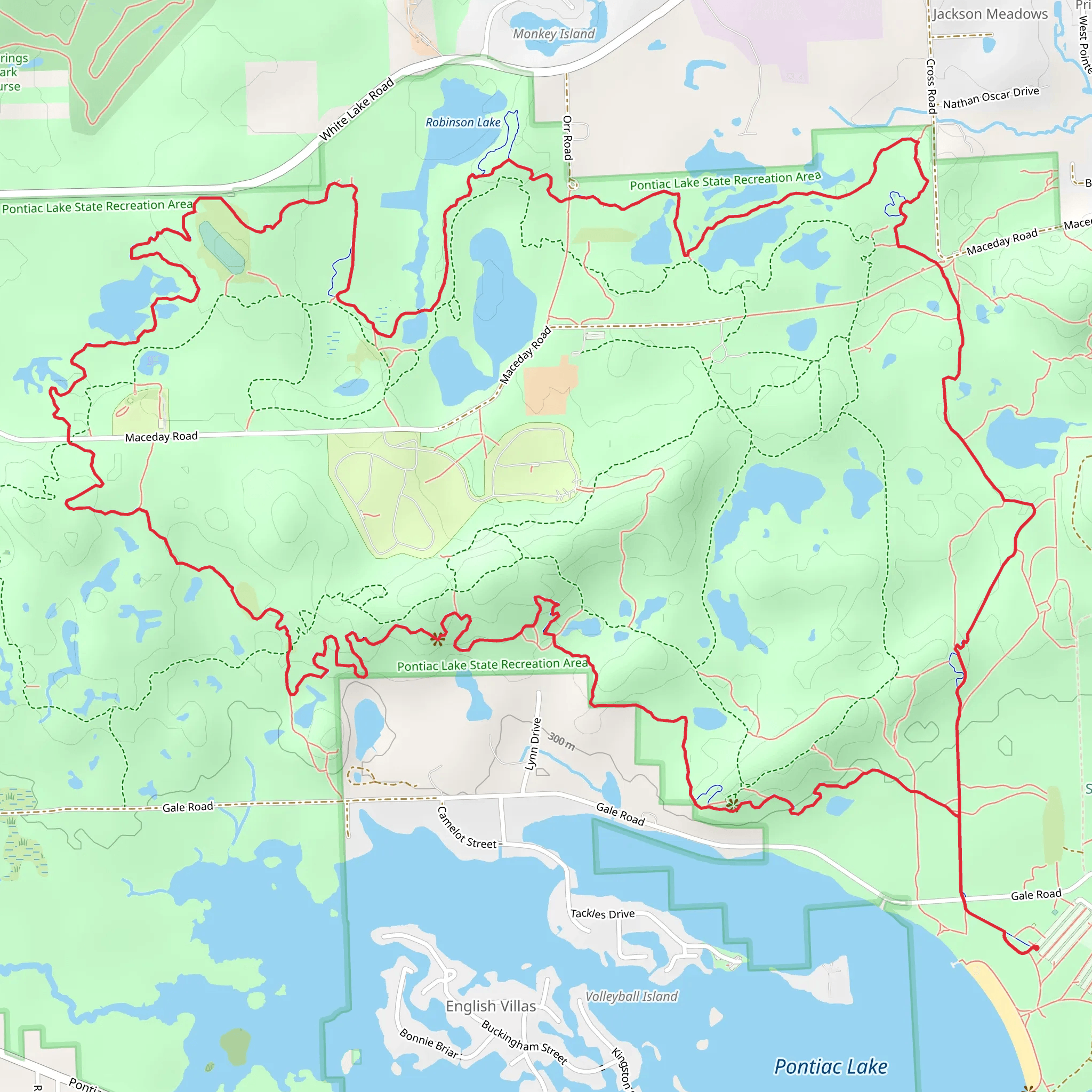 Pontiac Lake State Recreation Area Loop mobile static map
