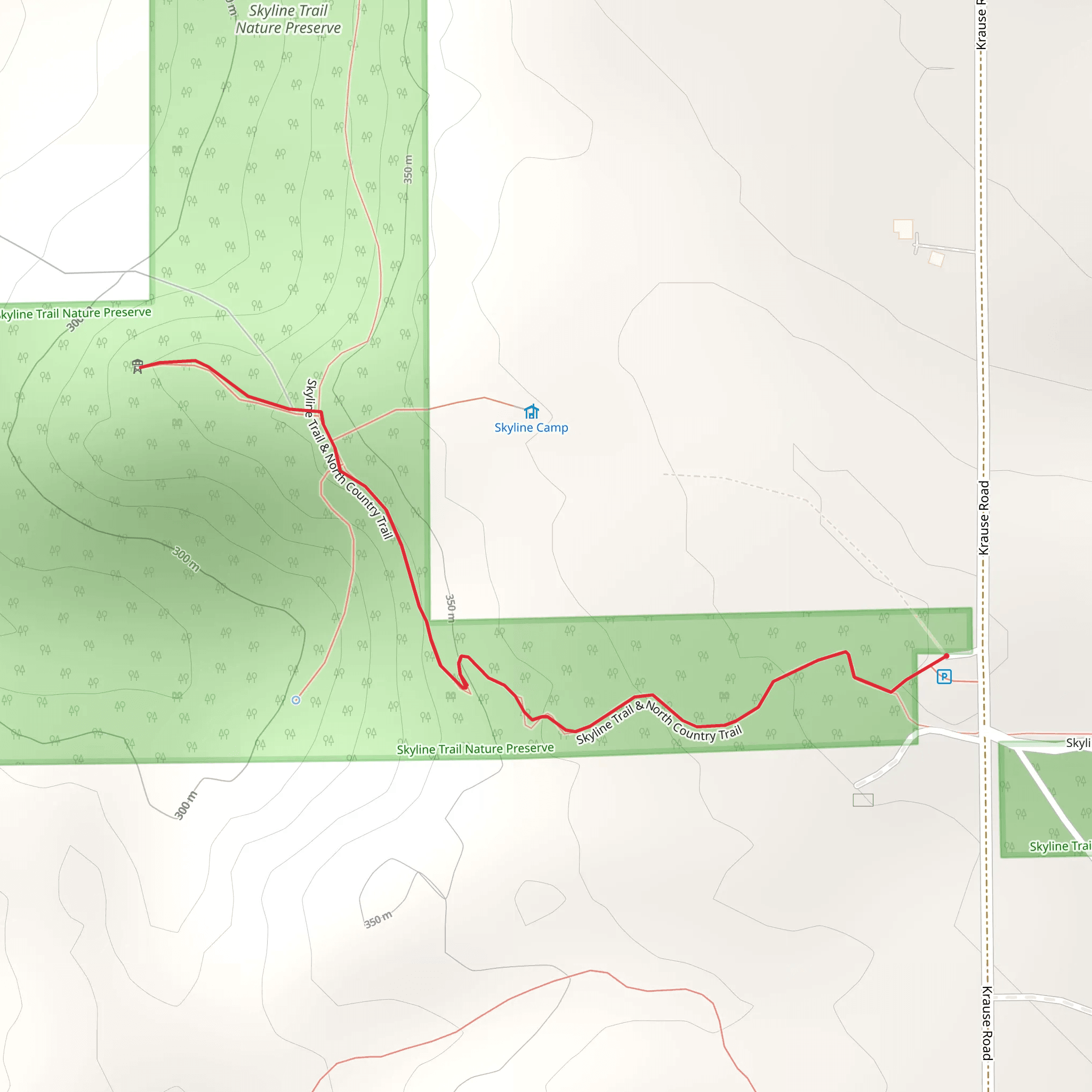 Skyline Trail and North Country Trail - Krause Road mobile static map