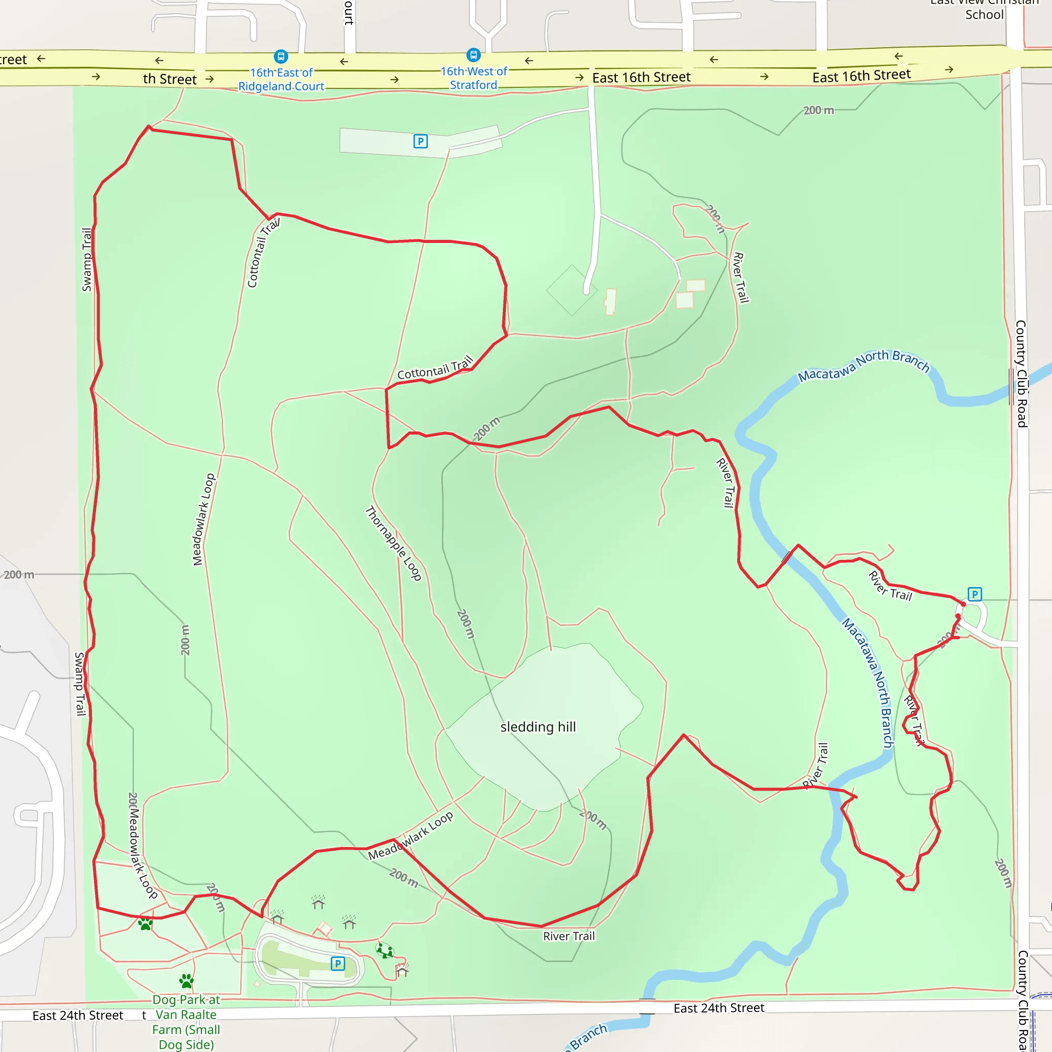 Van Raalte Farm City Park Loop mobile static map
