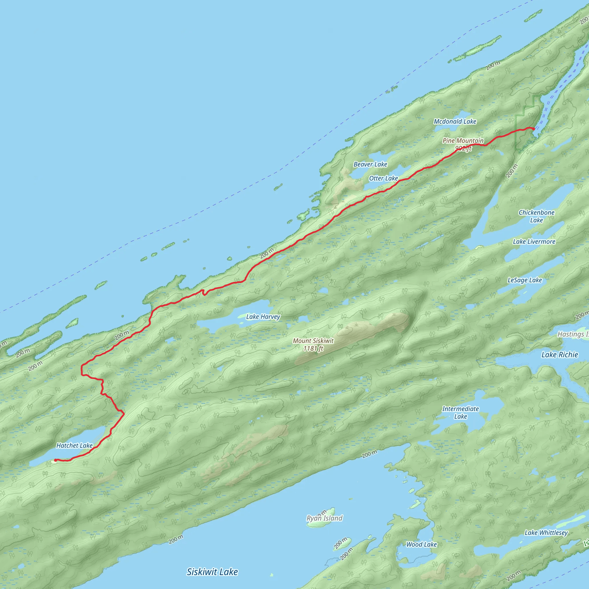 Minong Ridge Trail to Hatchet Lake mobile static map