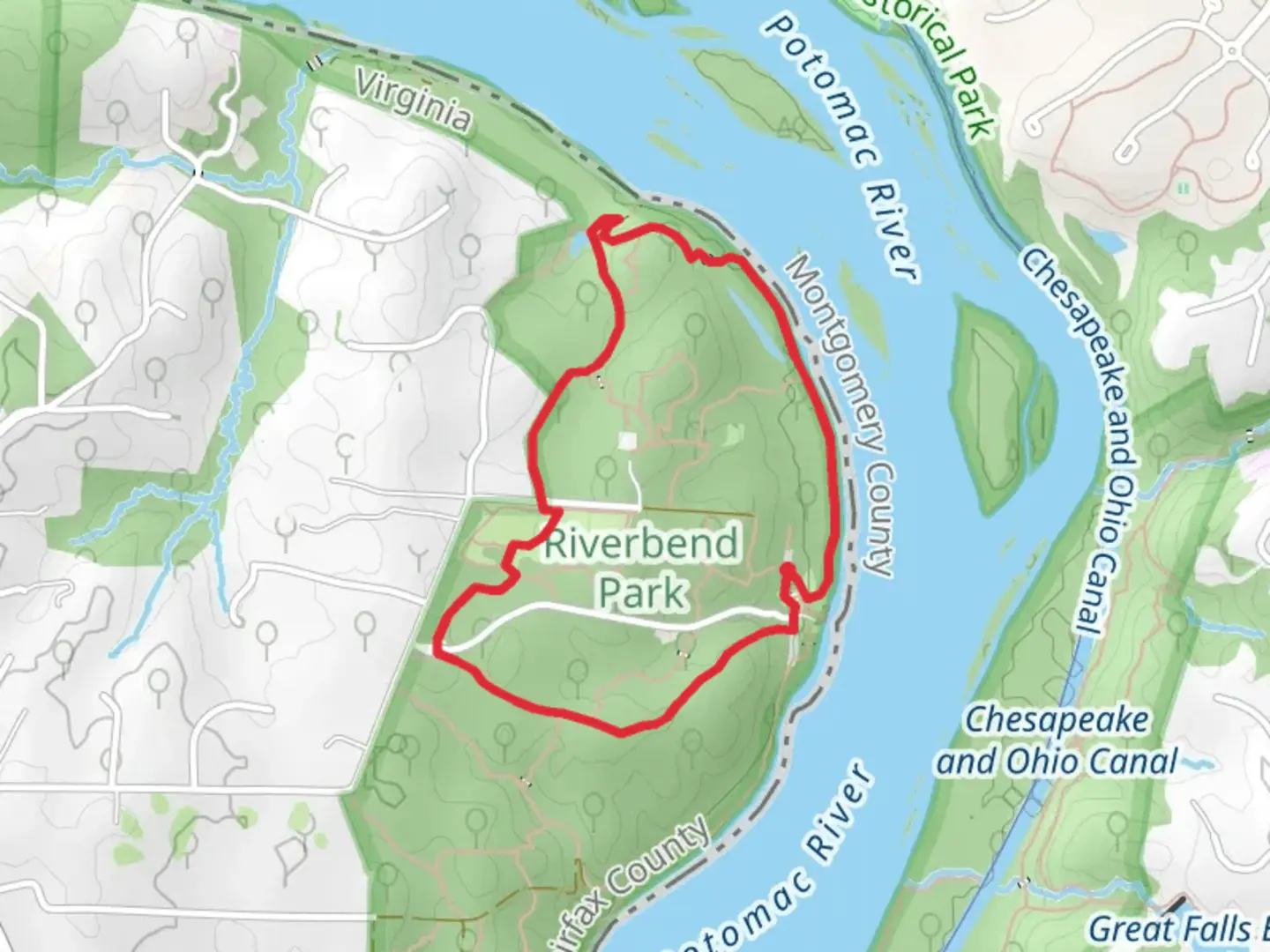 An image depicting the trail Bootlegger - Potomac Heritage Trail Loop and its surrounding area.