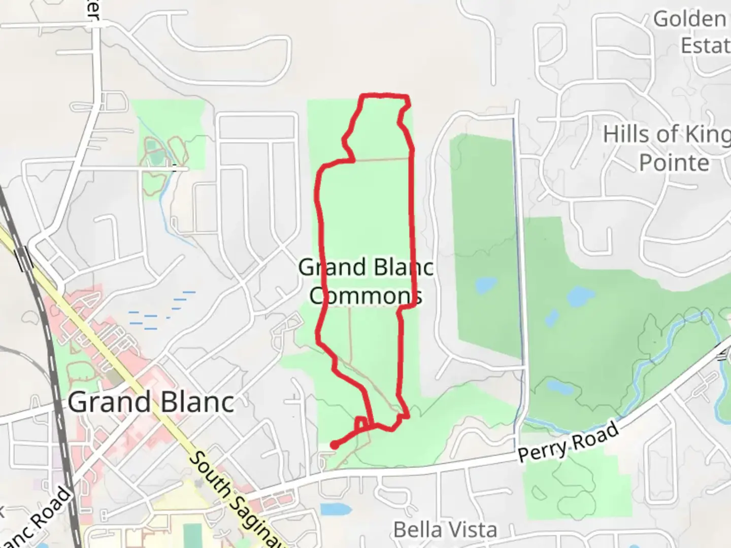 An image depicting the trail Grand Blanc Commons Loop and its surrounding area.