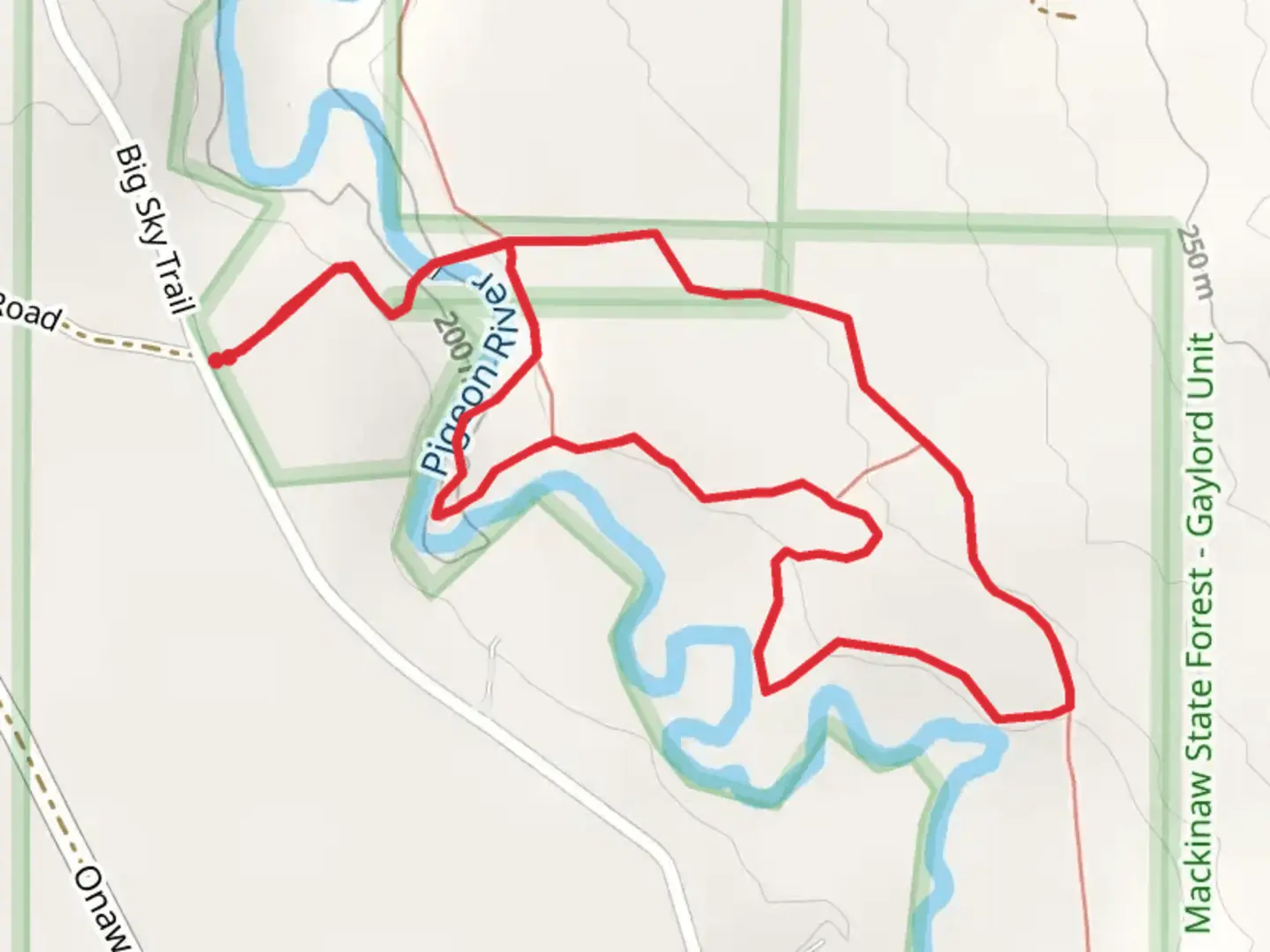 An image depicting the trail Pigeon River Overlook Loop and its surrounding area.