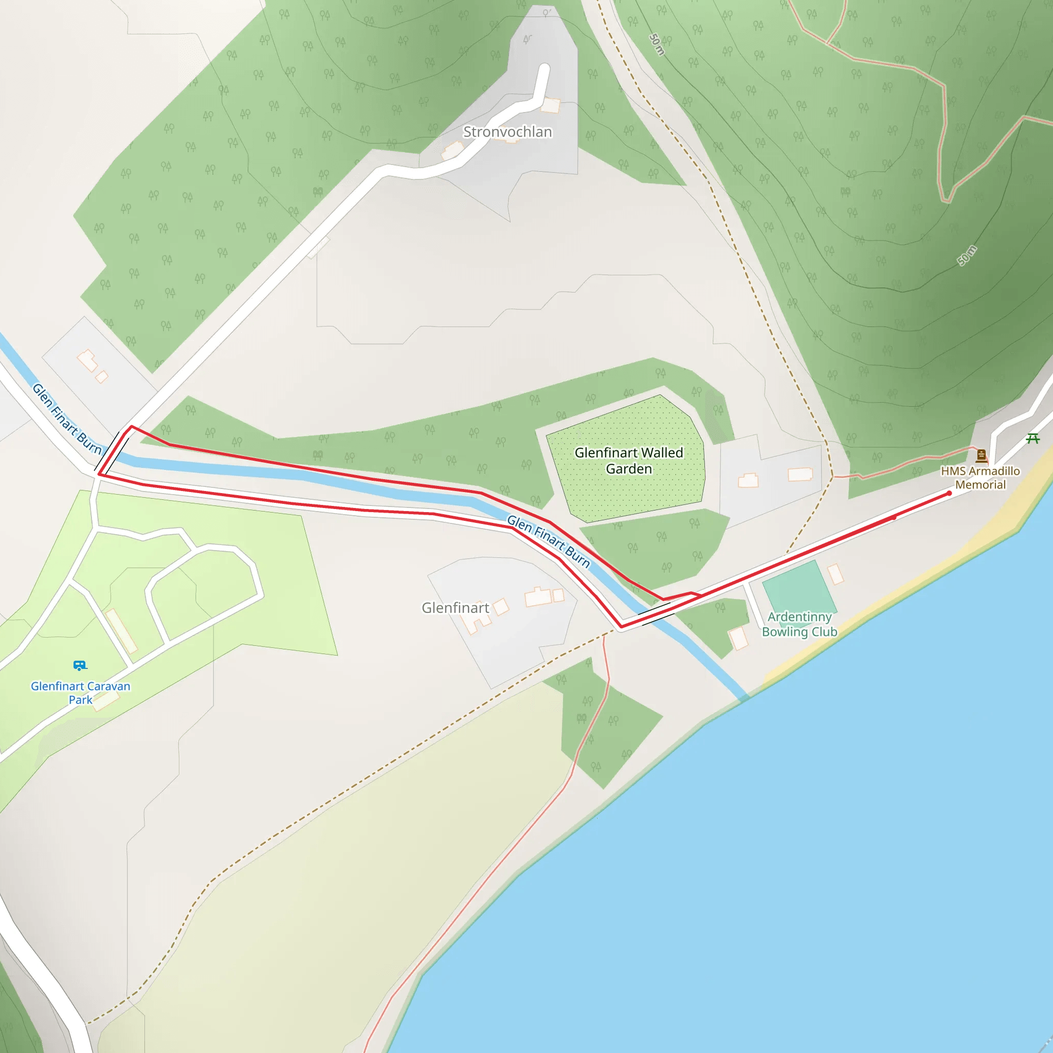 Glenfinart Burn Riverside Loop Trail mobile static map