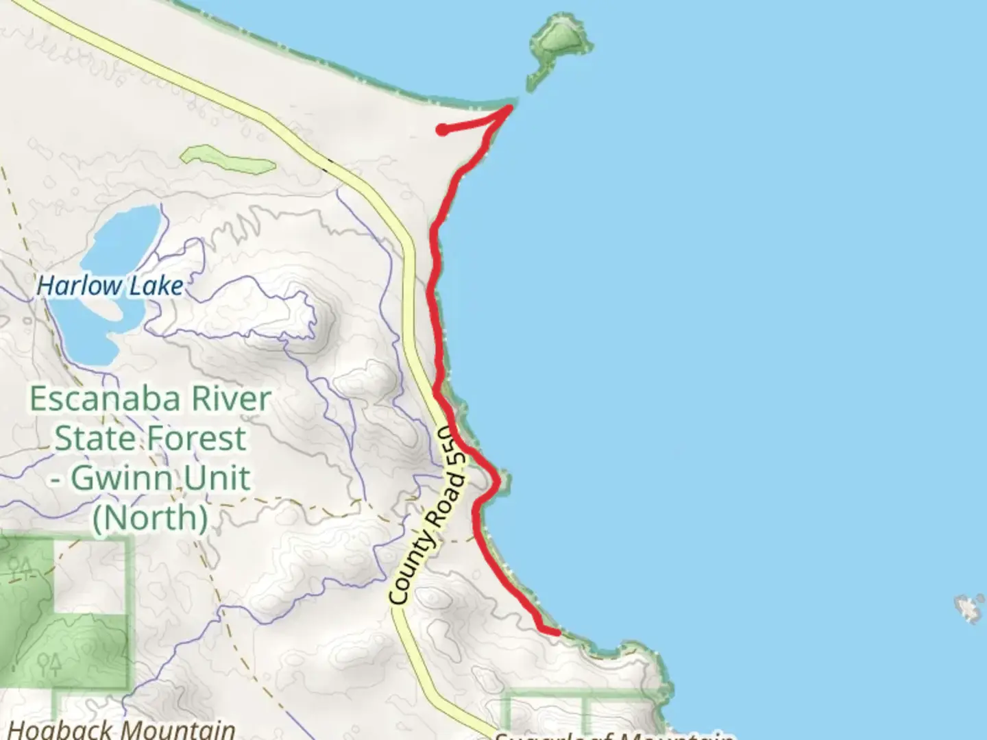 An image depicting the trail Freeman Landing and Wetmore Landing and its surrounding area.