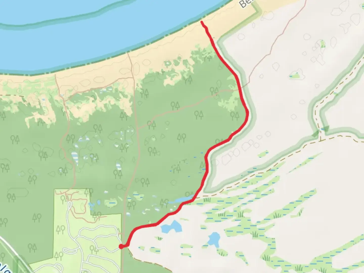 An image depicting the trail Peterson Beach Sleeping Bear Recreation Area Walk and its surrounding area.