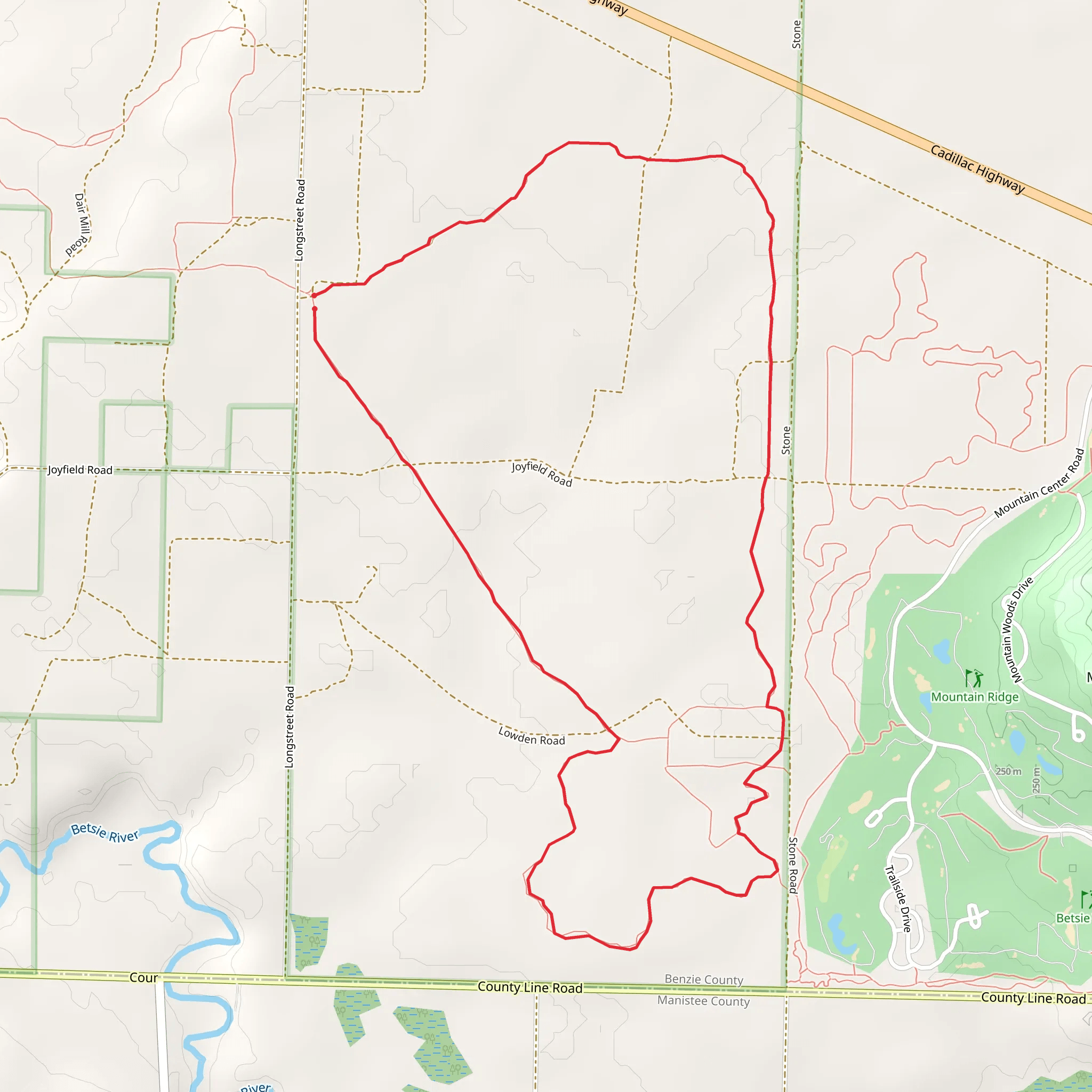 Betsie River Pathway Big Loop mobile static map
