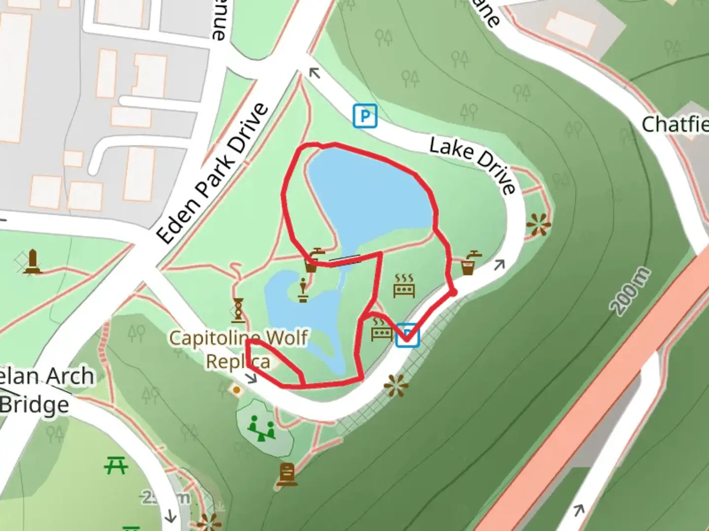 An image depicting the trail Stone Bridge Loop and its surrounding area.