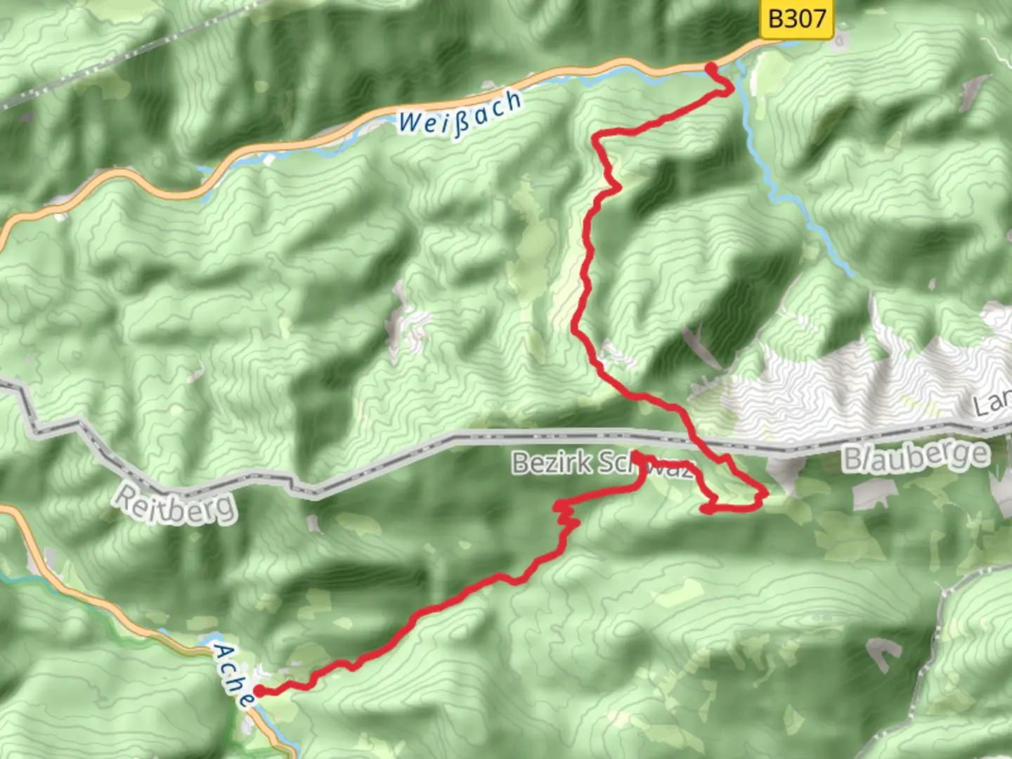 An image depicting the trail Achenwald to Wildbad Kreuth Walk and its surrounding area.