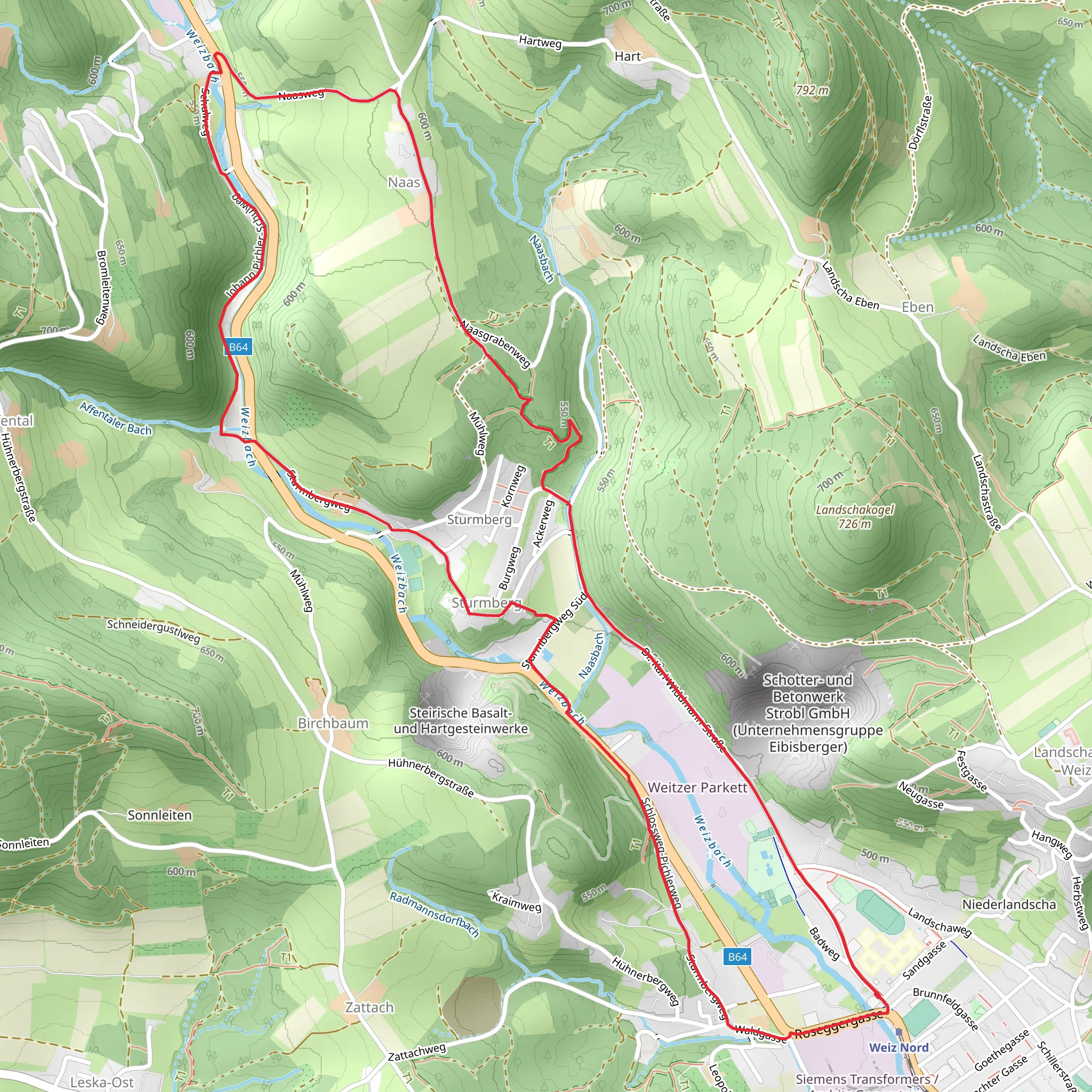Walk to Naas mobile static map