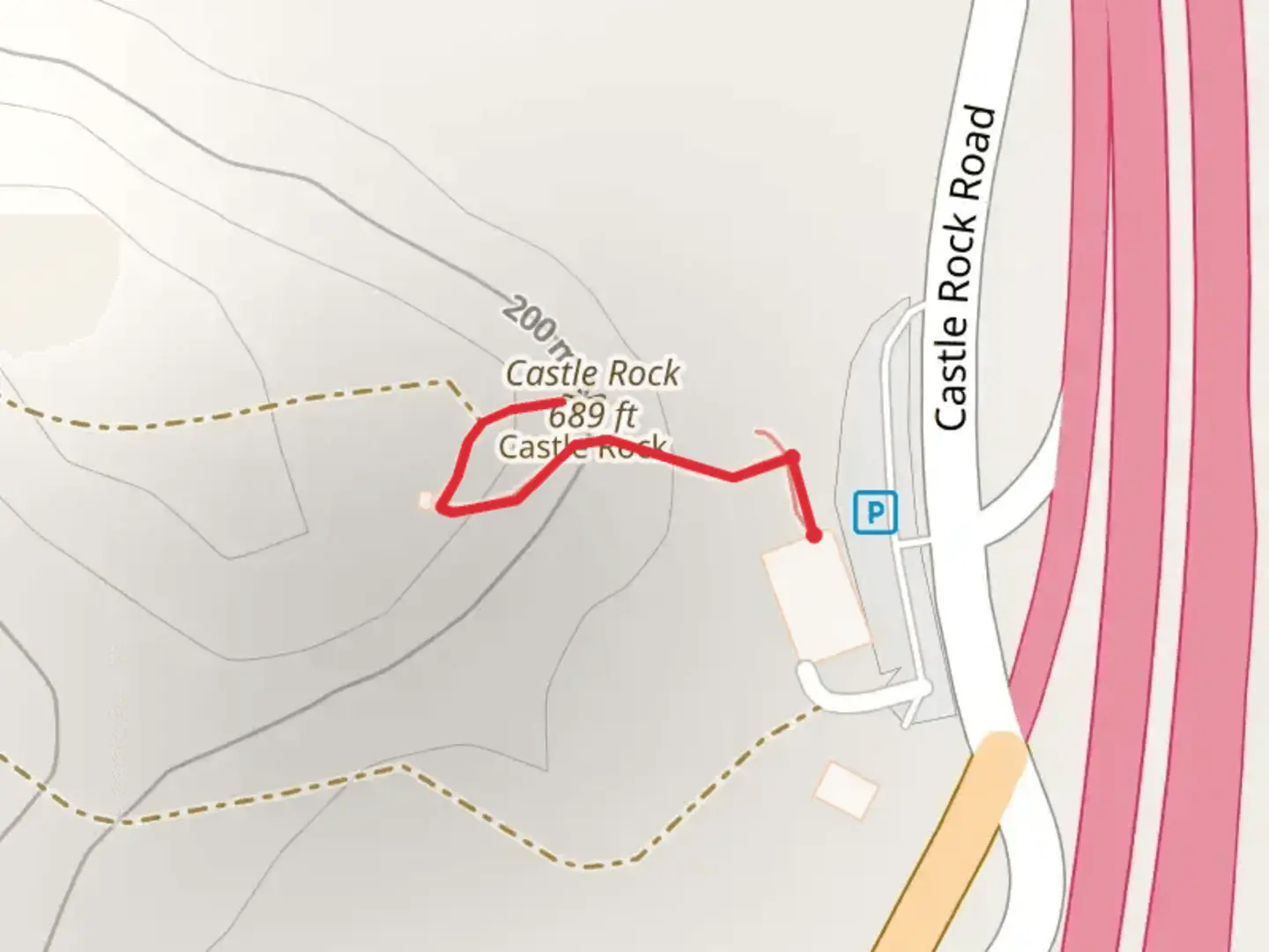 An image depicting the trail Castle Rock and its surrounding area.