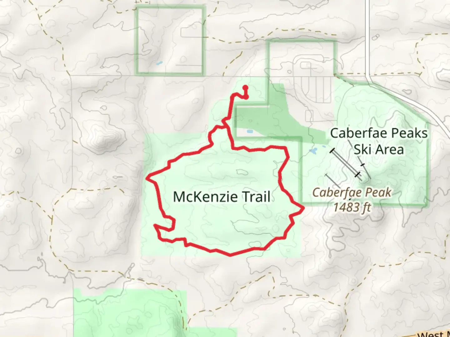 An image depicting the trail Johnson Creek Loop and its surrounding area.
