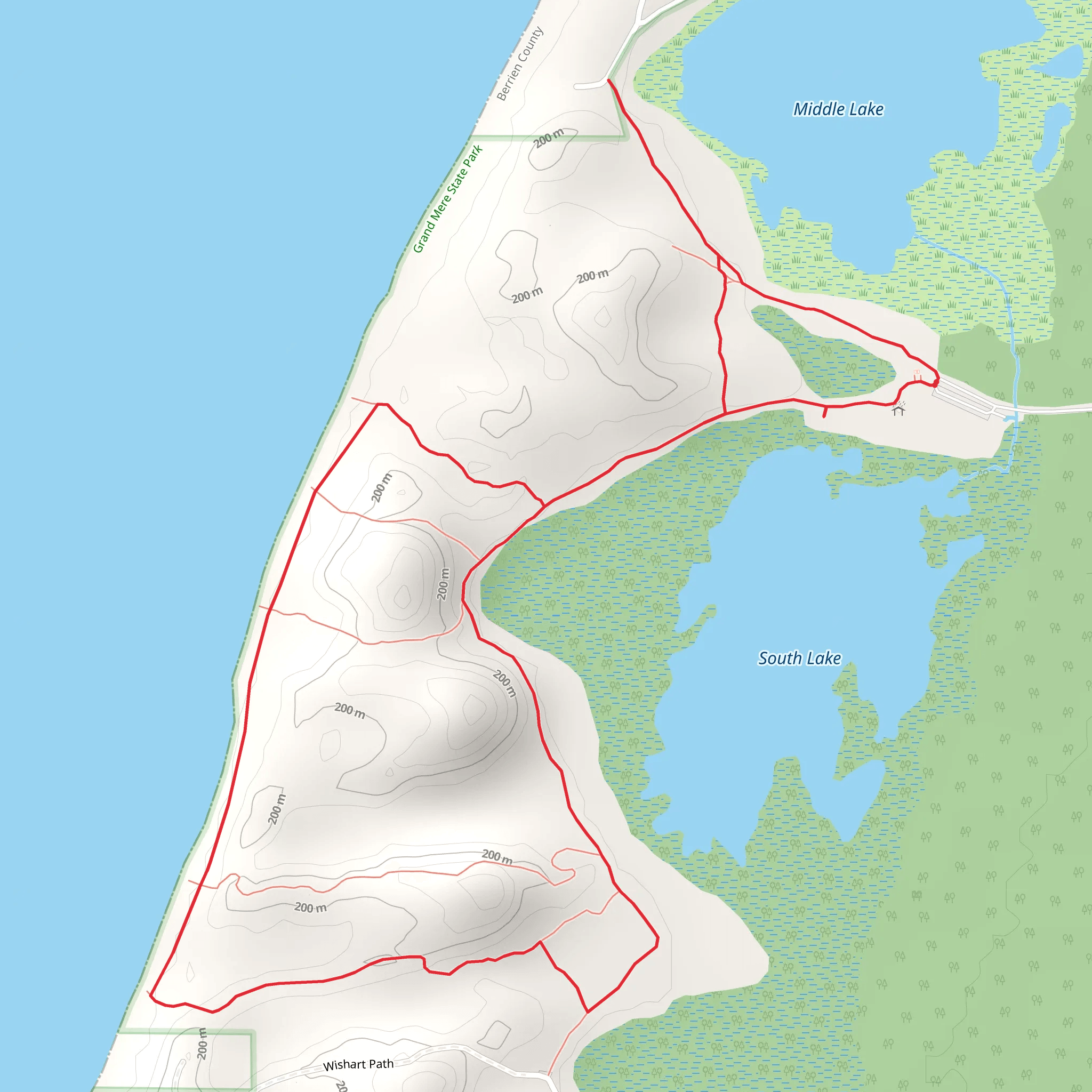 Waverland Beach Loop from Grand Mere Lakes mobile static map