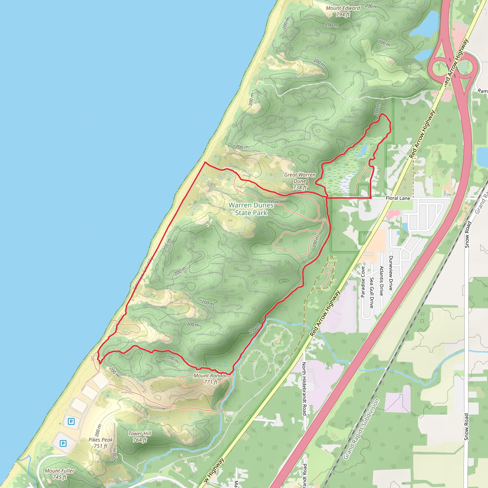 Warren Dunes Foot Loop Trail mobile static map