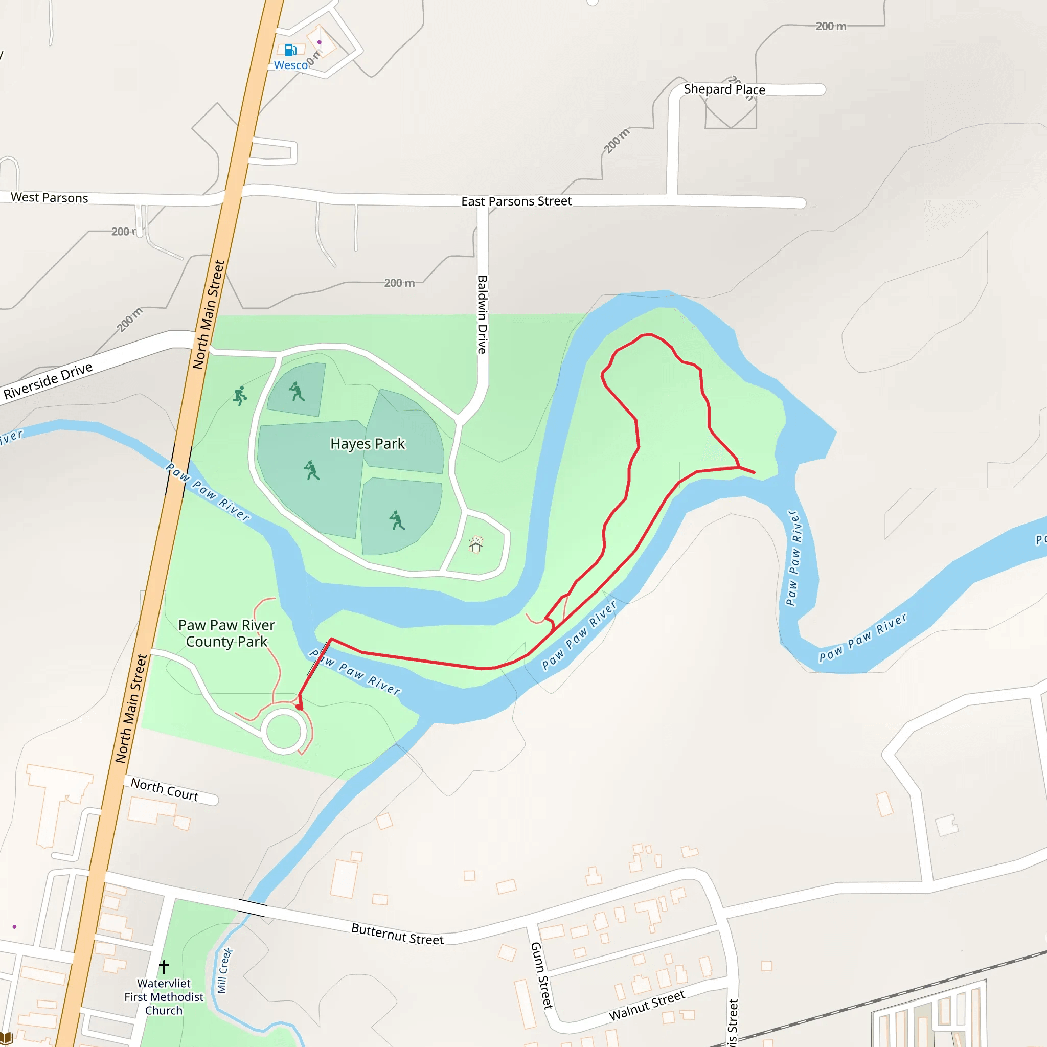 Paw Paw River County Park Loop mobile static map
