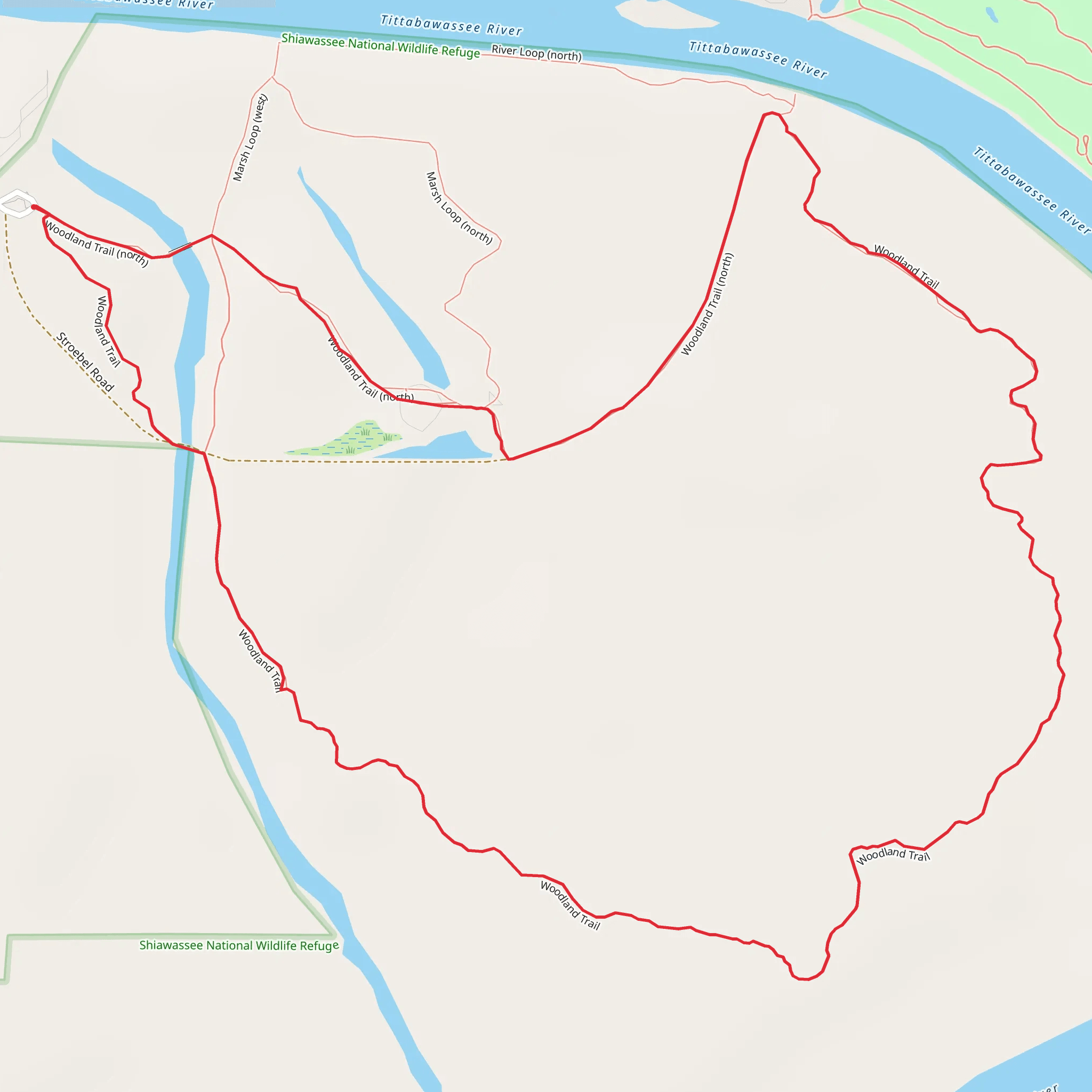 Stroebel Road Loop via Shiawassee River mobile static map