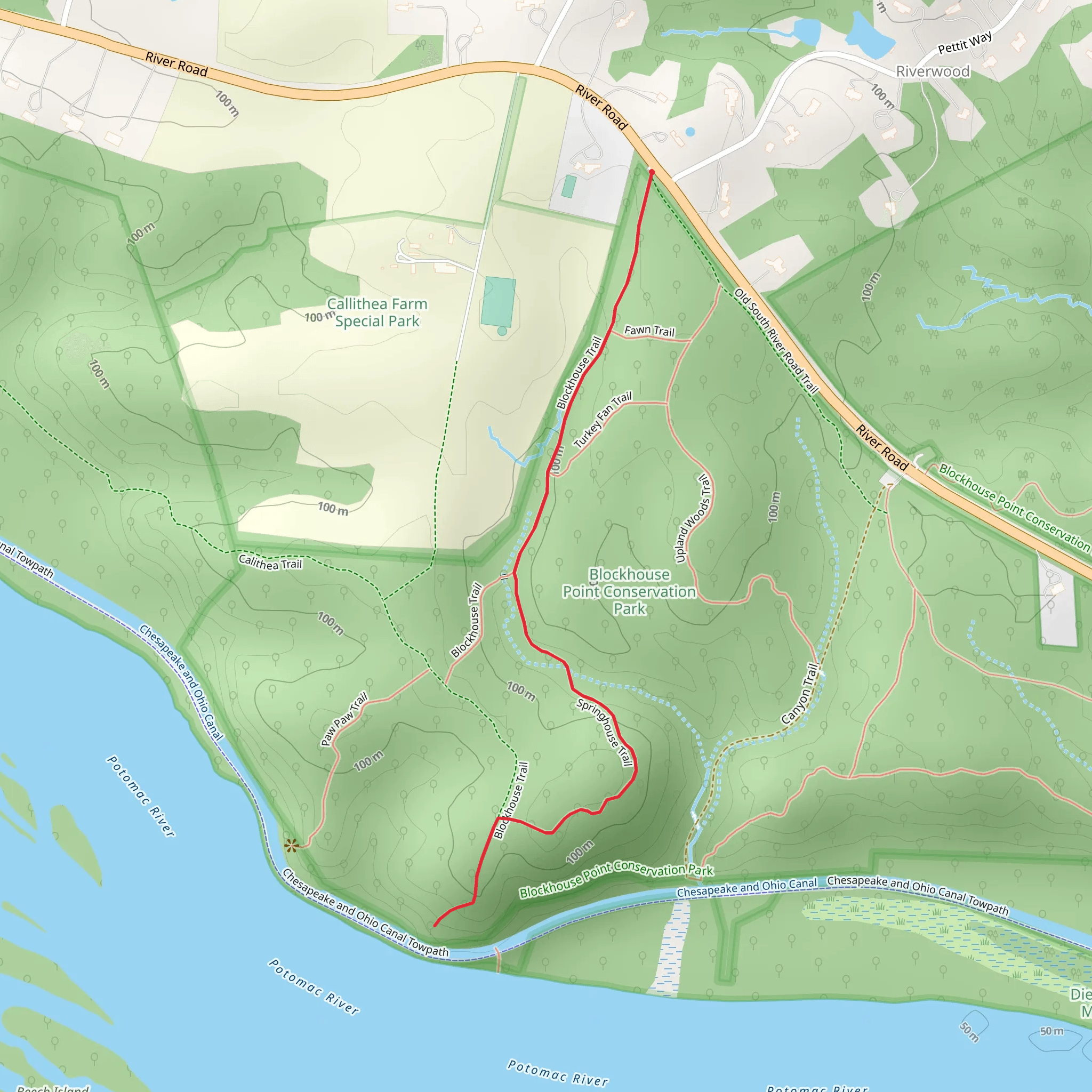 Springhouse and Blockhouse Trail mobile static map