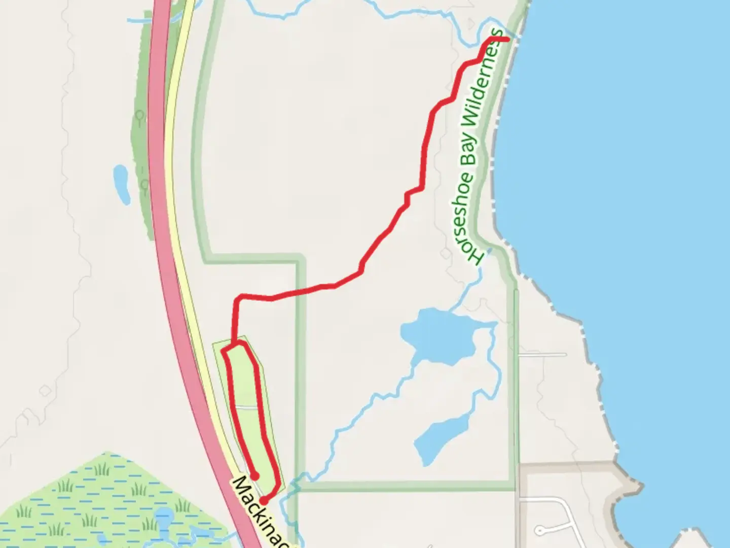 An image depicting the trail Horseshoe Bay Trail - Lake Huron and its surrounding area.