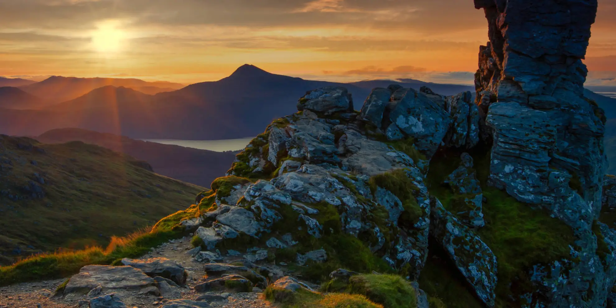 An image depicting the trail North Peak and Cobbler Loop via Allt a' Bhalachain and its surrounding area.
