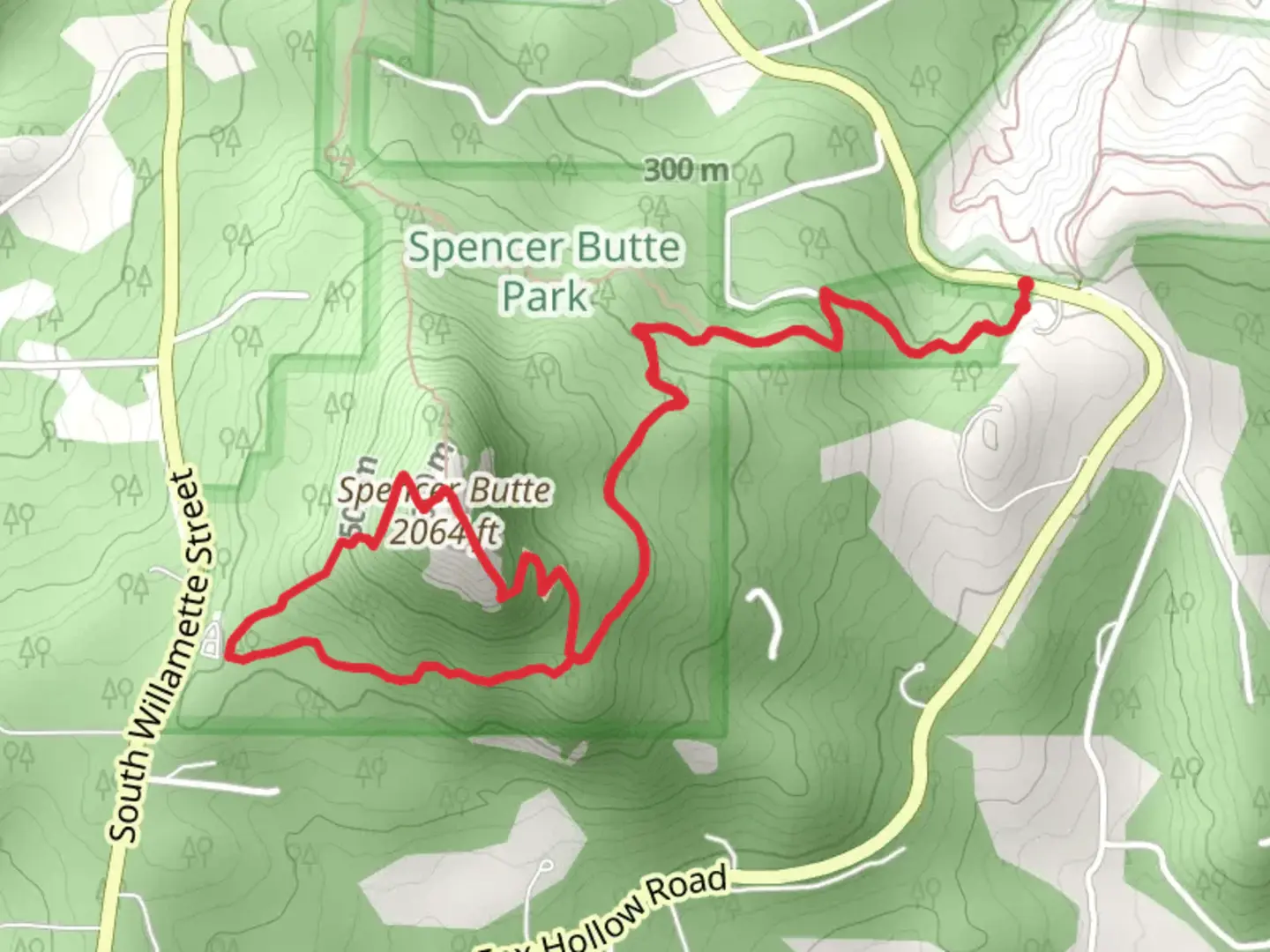 An image depicting the trail Spencer Butte Loop via Ridgeline Trail and its surrounding area.