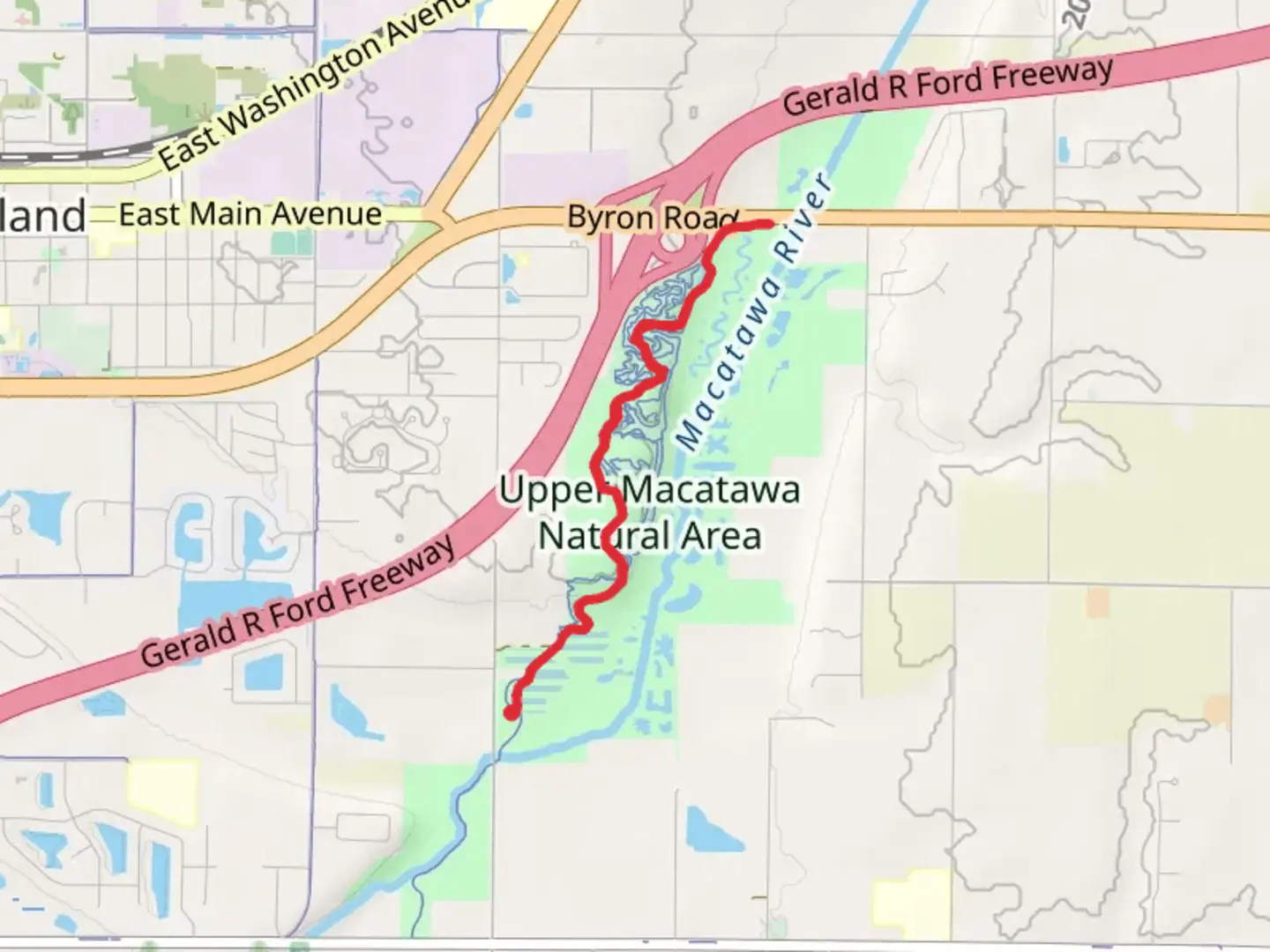 An image depicting the trail Upper Macatawa Natural Area Walk and its surrounding area.