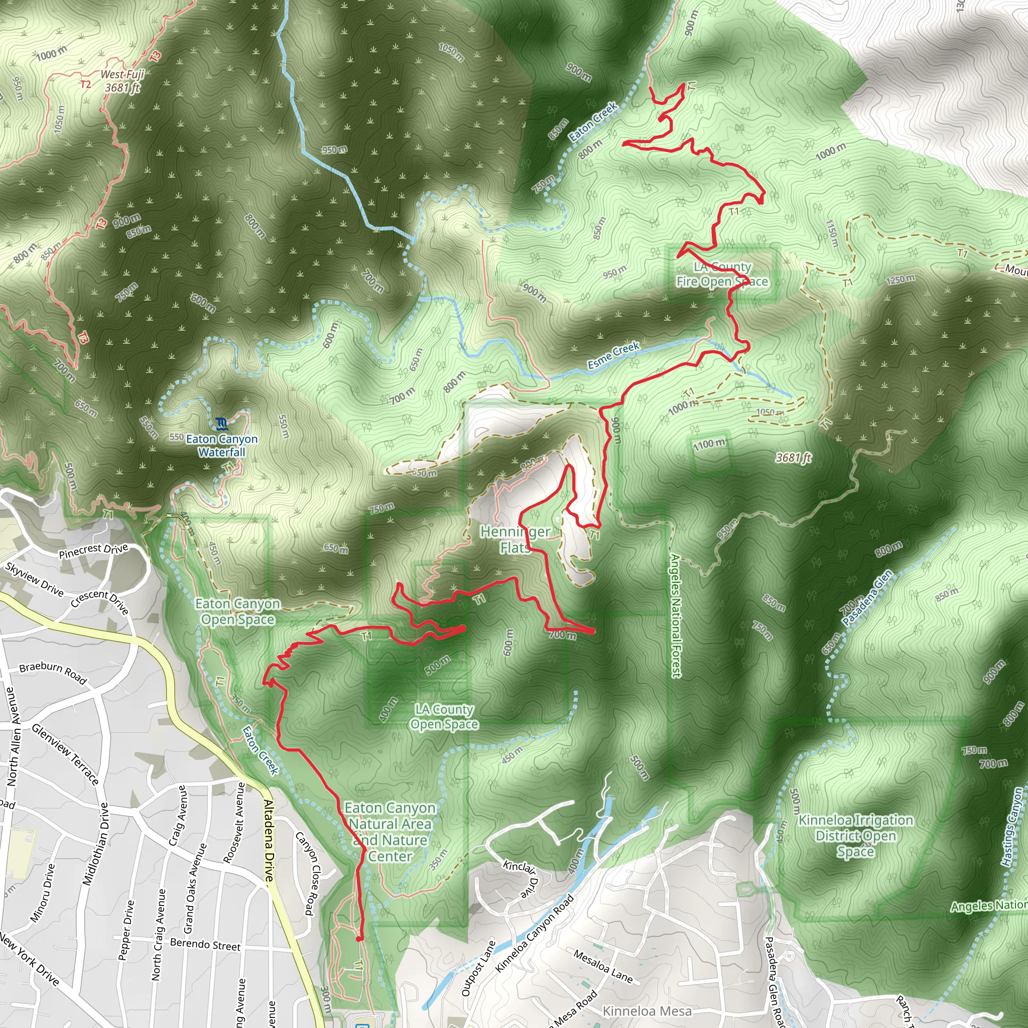 Eaton Canyon and Idlehour Trail mobile static map