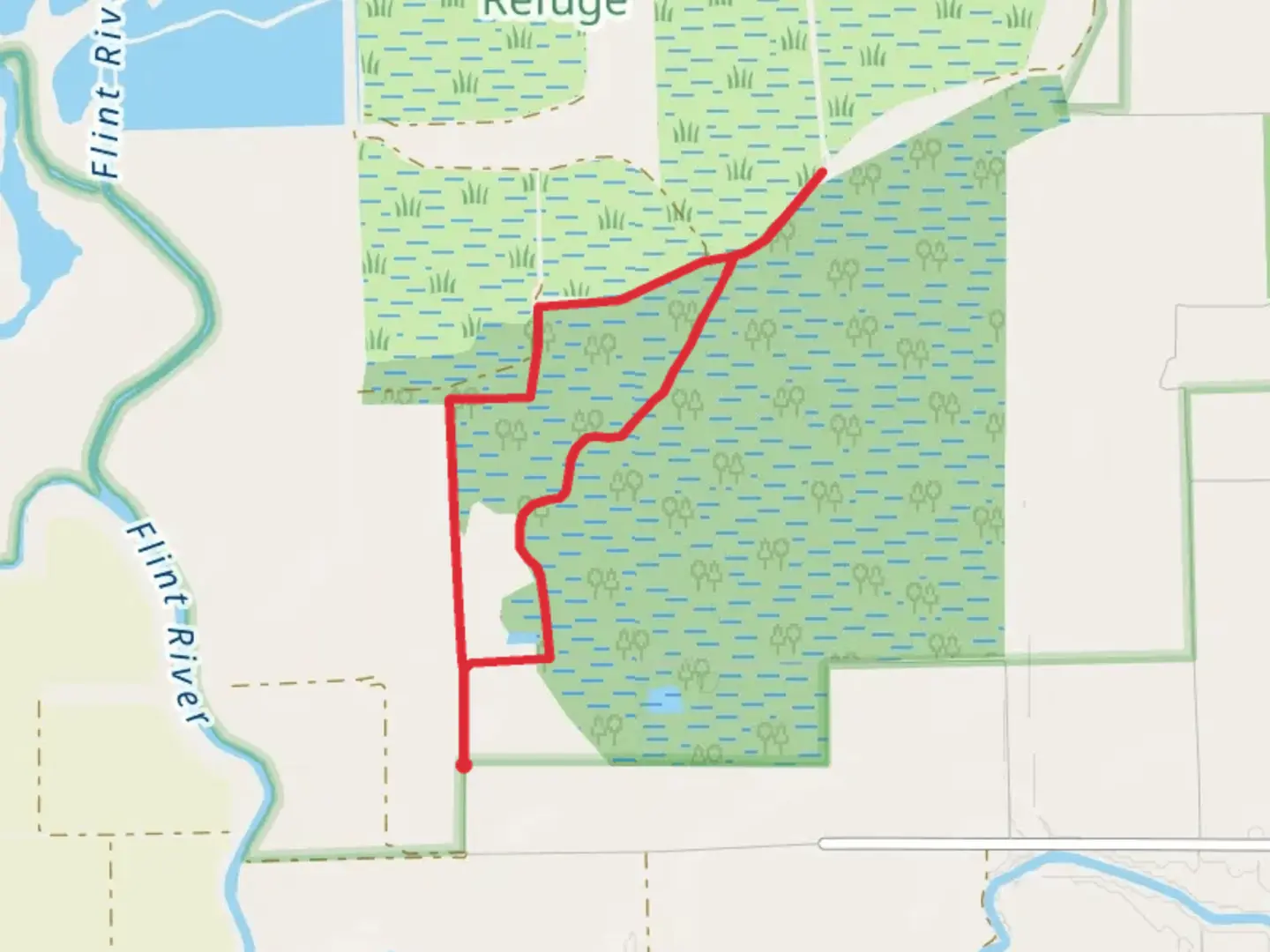 An image depicting the trail Ferguson Bayou Loop and its surrounding area.