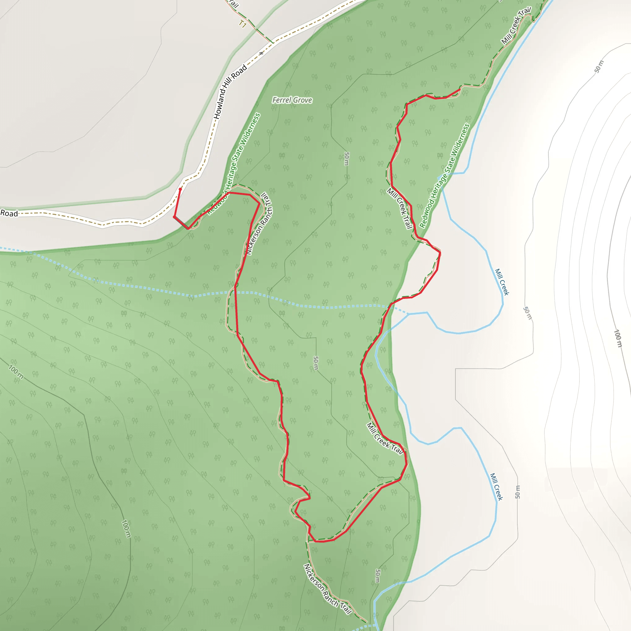 Mill Creek and Nickerson Ranch Trail mobile static map