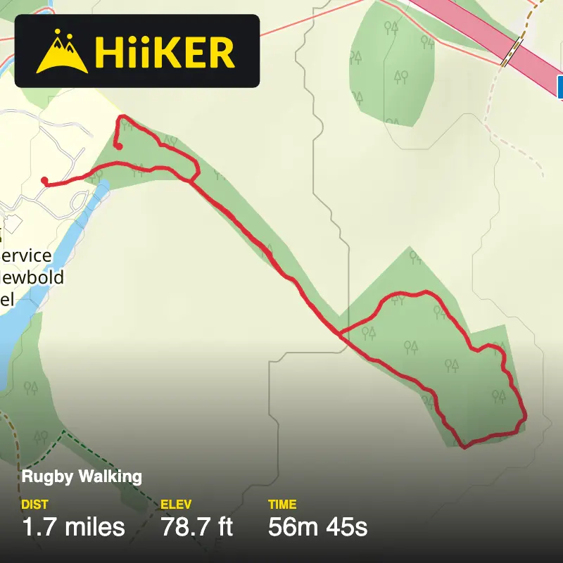 A map preview of the recording Rugby Walking.