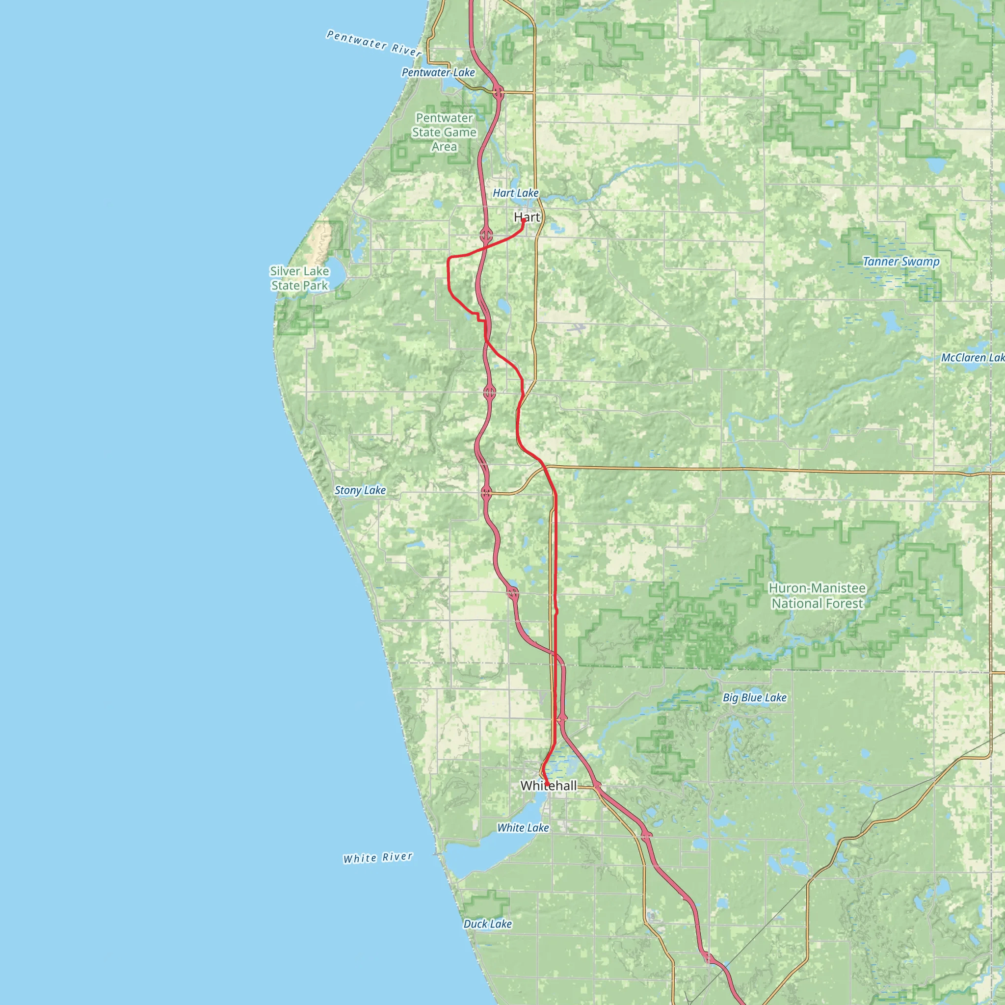 White Lake Pathway and Hart-Montague Trail mobile static map