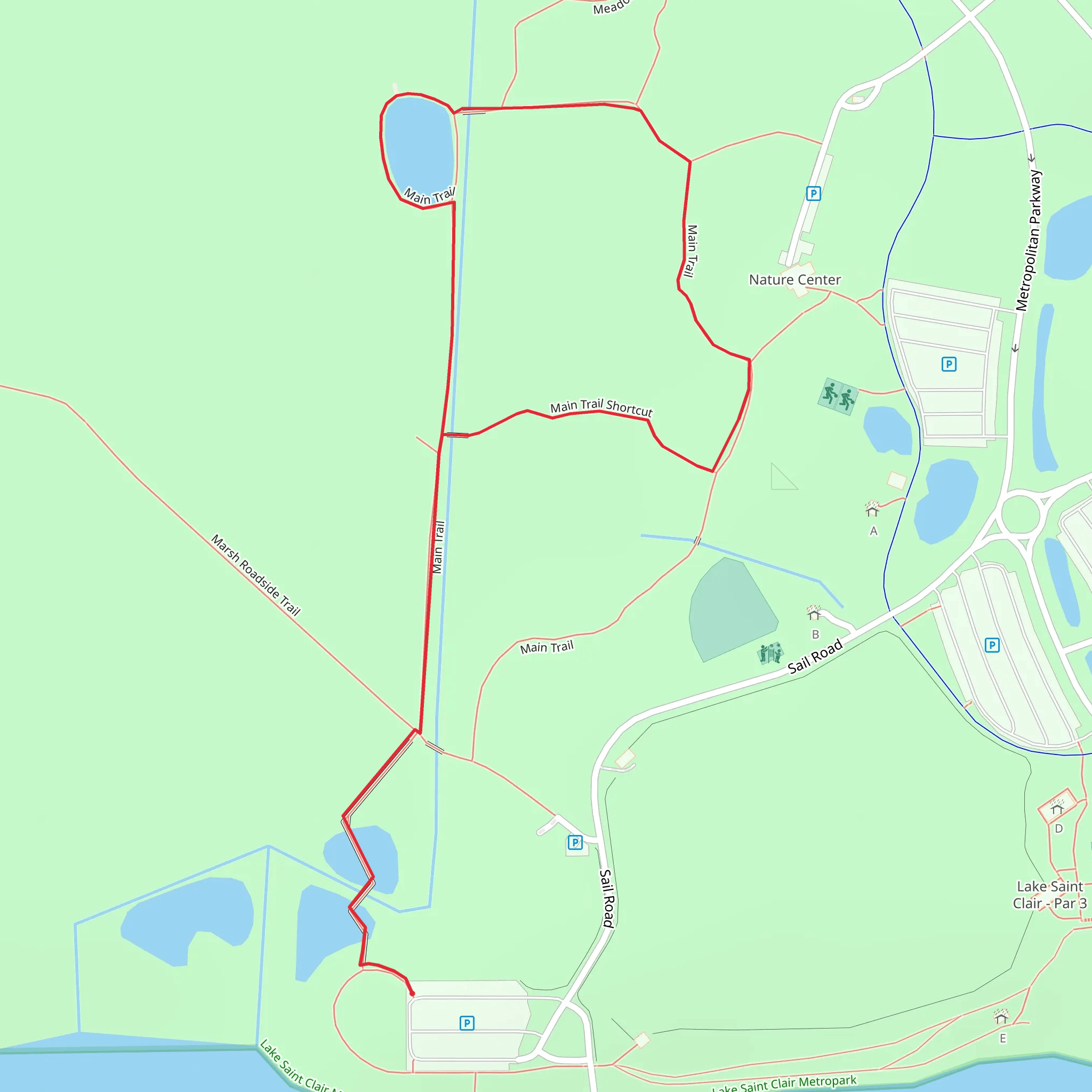 Main loop Trail - Lake St Clair Metropark mobile static map