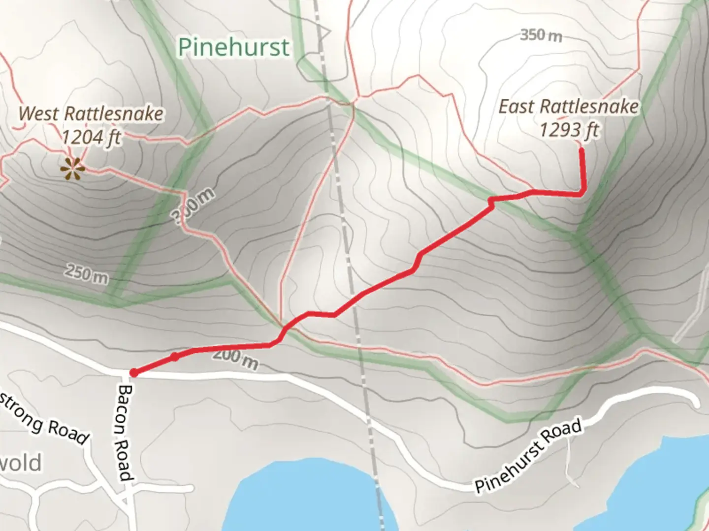 An image depicting the trail East Rattlesnake Trail and its surrounding area.