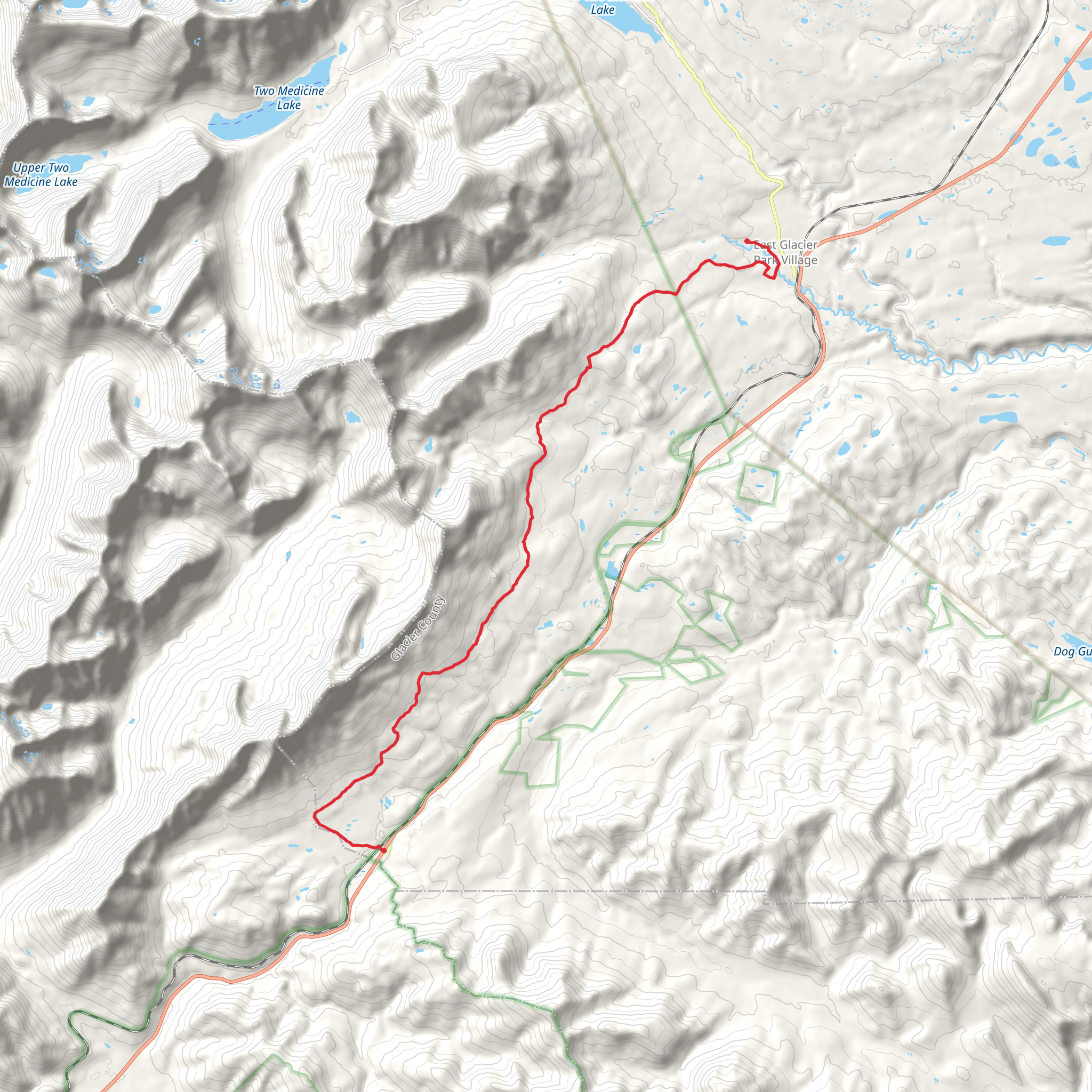 CDT Marias Pass to East Glacier mobile static map