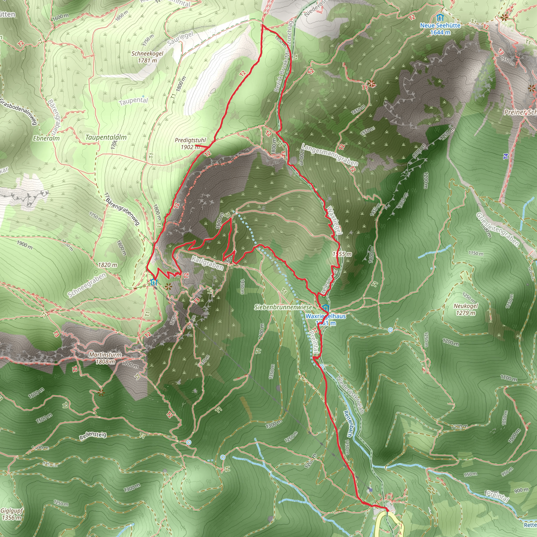 Waxriegelsteig to Rax Loop mobile static map